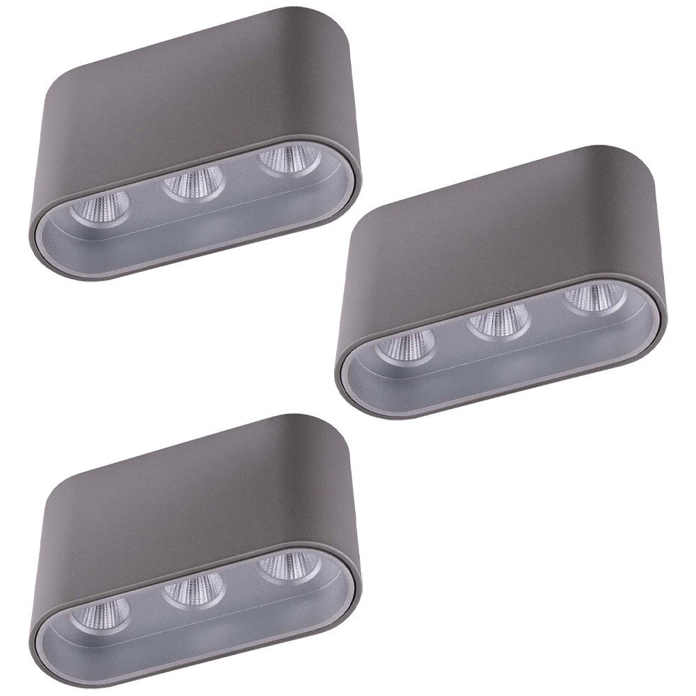 GLOBO LIGHTING LED Deckenleuchte, LED-Leuchtmittel fest verbaut, Warmweiß, Deckenlampe Deckenleuchte Aufbaulampe LED Wohnzimmerlampe 3er Set