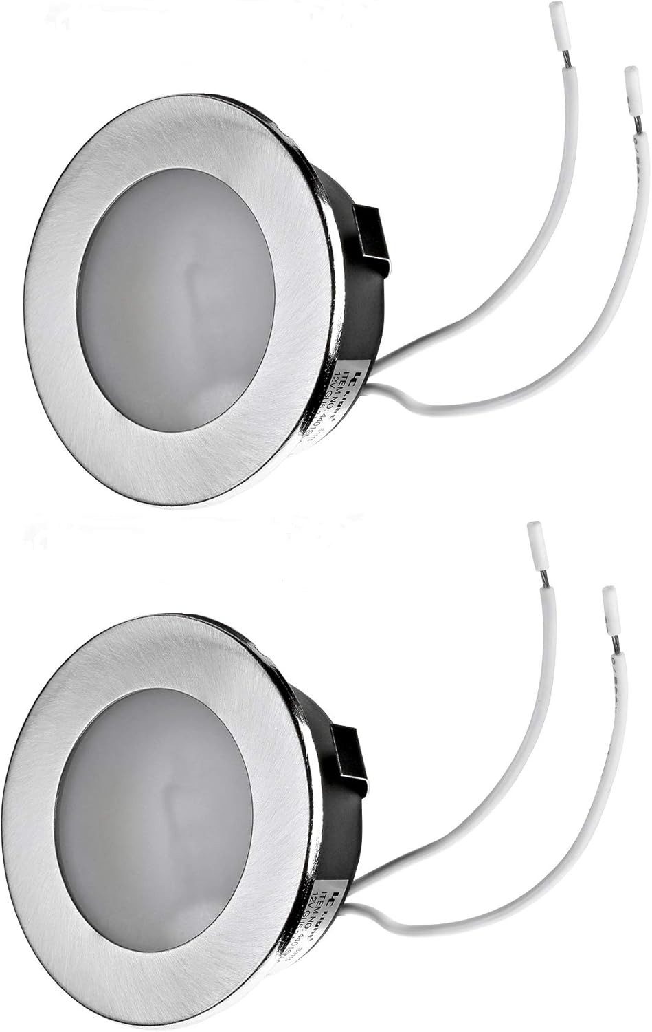 feinlux LED Einbaustrahler 2x Set Flache Möbel Einbauleuchte Unterbauleuchte, G4, ohne Leuchtmittel, Edelstahlgebürstet, 12V Betrieb, extra flach 25mm