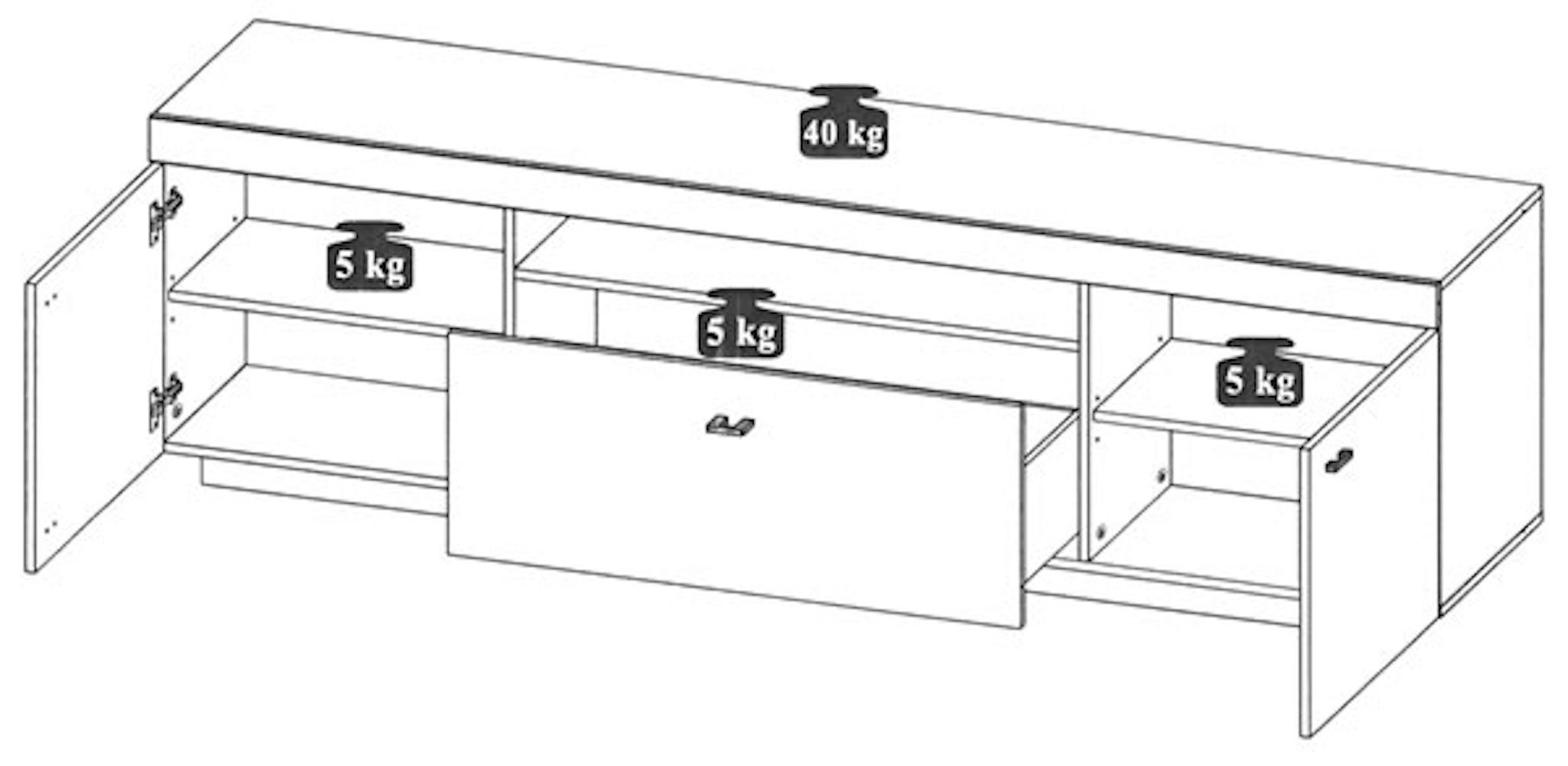 Feldmann-Wohnen Wohnzimmer-Set Milano, 3-teiliges Wohnwand