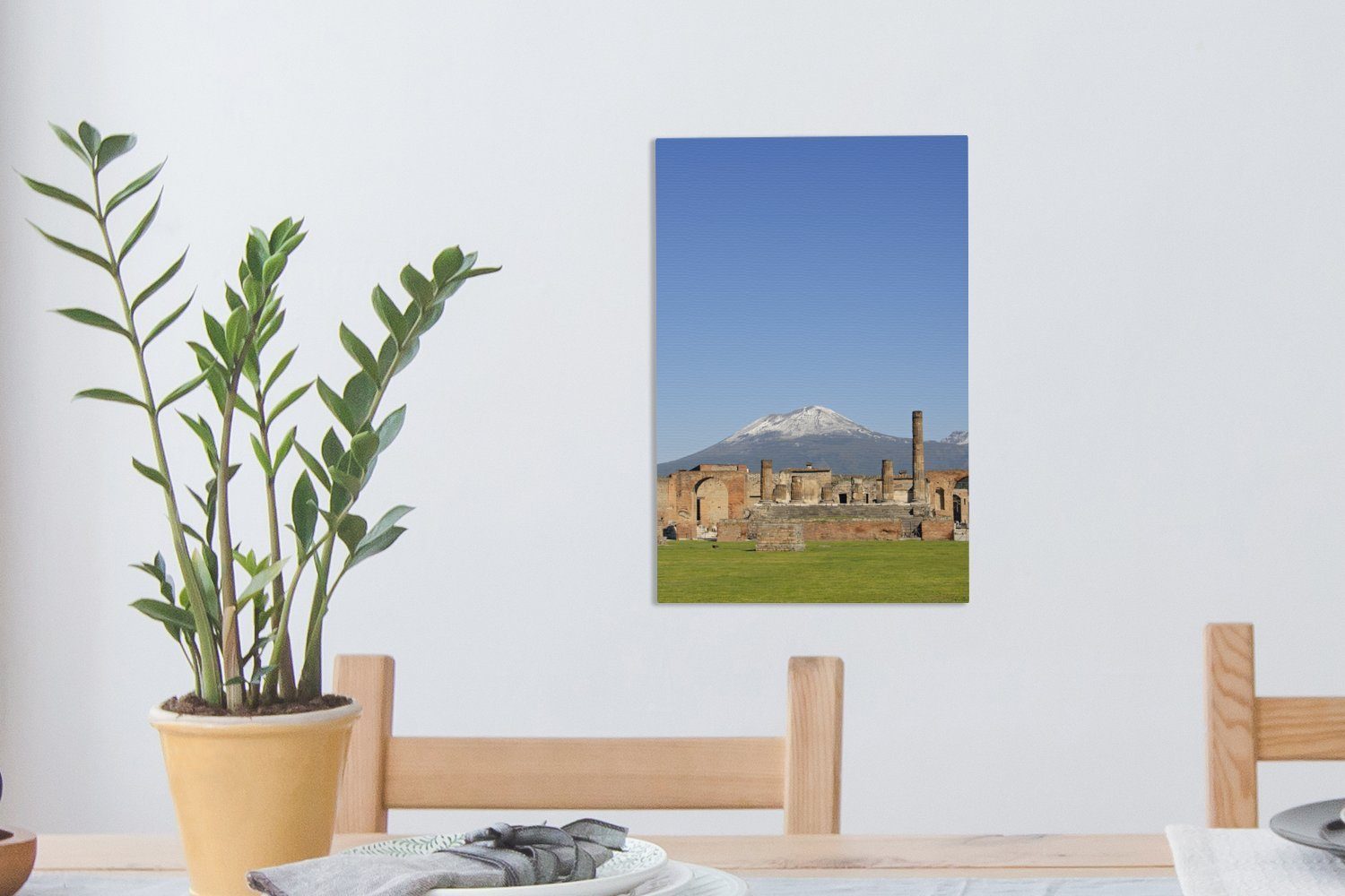 OneMillionCanvasses® Leinwandbild Ruinen in cm St), Pompeji bespannt 20x30 und fertig an sonnigen von einem Tag Zackenaufhänger, Italien, Leinwandbild Vesuv Gemälde, inkl. (1