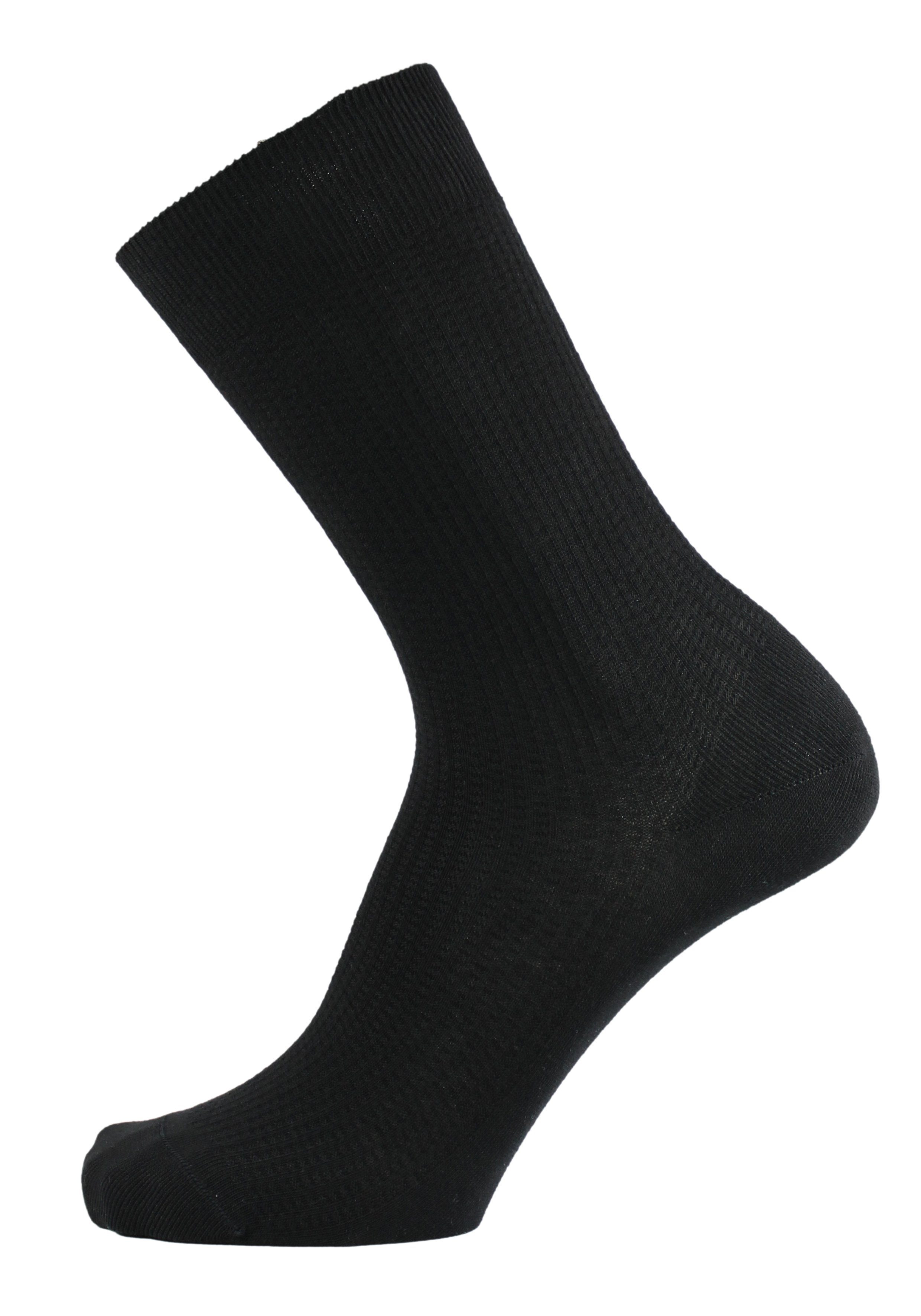Socken (4-Paar) Rogo schwarz Strukturen Strukturmuster mit