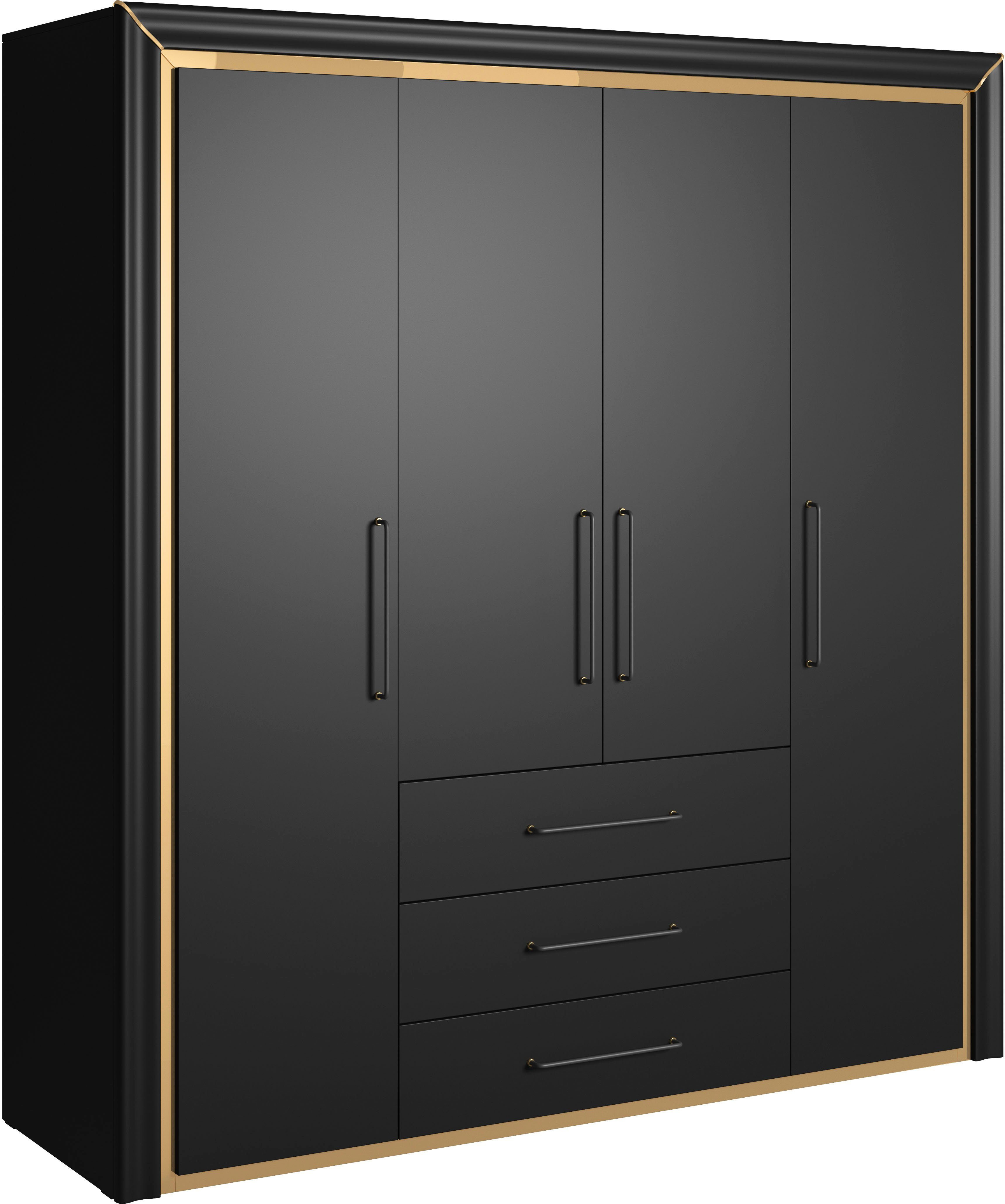 Leonique Schlafzimmer-Set Arno, silber-oder mit matt Spiegelfolie schwarz (4-St), goldfarbener
