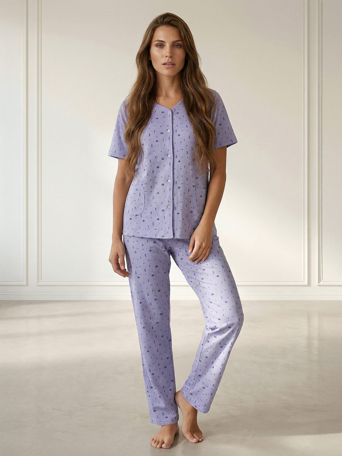 zeitlos Pyjama Auge Kurzarm-Set Schlafanzug