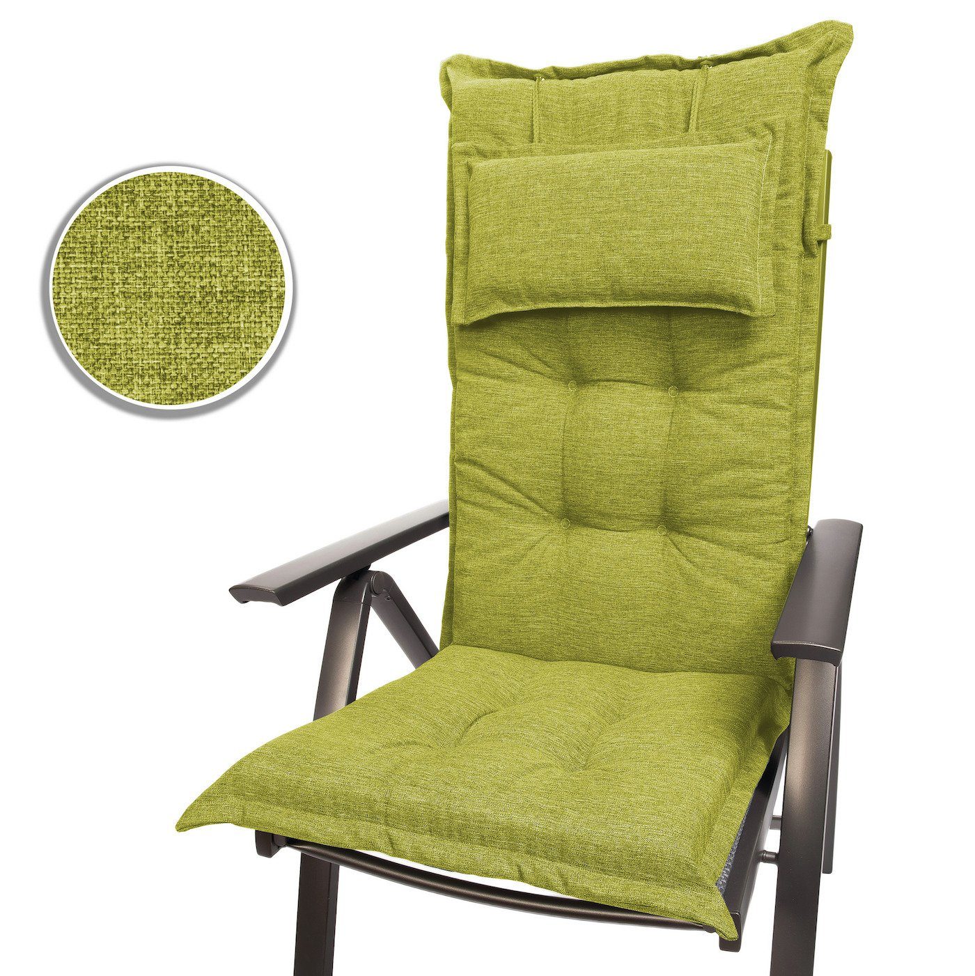 sunnypillow Hochlehnerauflage Gartenstuhlauflagen mit abnehmbarem Kopfpolster 120x50x9 cm, (2 St), Auflage Polsterauflagen UV-Lichtecht – Bild 3 von 5