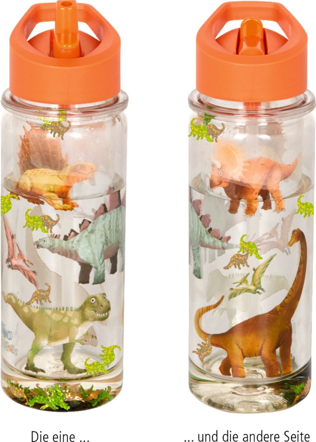 Trinkflasche Glitzer-Trinkflasche 0,3 l Dino Friends