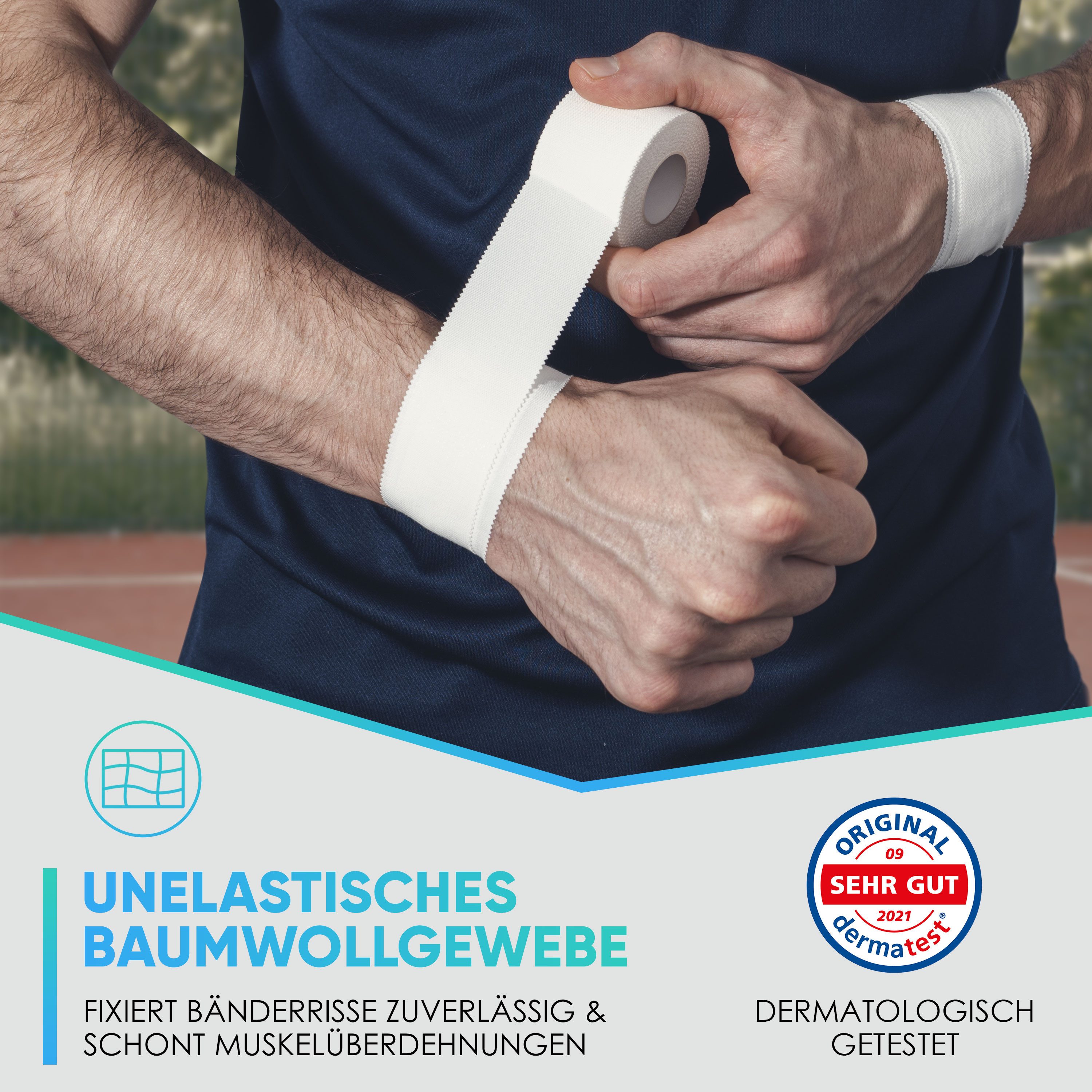Health Press Bandage Sporttape - 12 Tape Rollen (3,8cm x 10m) weiß (12-tlg)