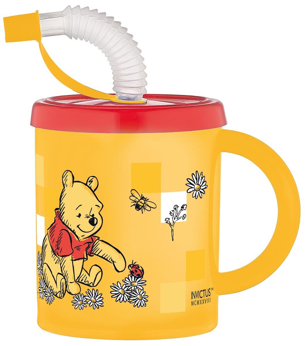 Geda Labels GmbH Trinklernbecher Winnie Pooh mit Strohalm, 1-tlg., PP, Gelb, 210ml, spülmaschinengeeignet