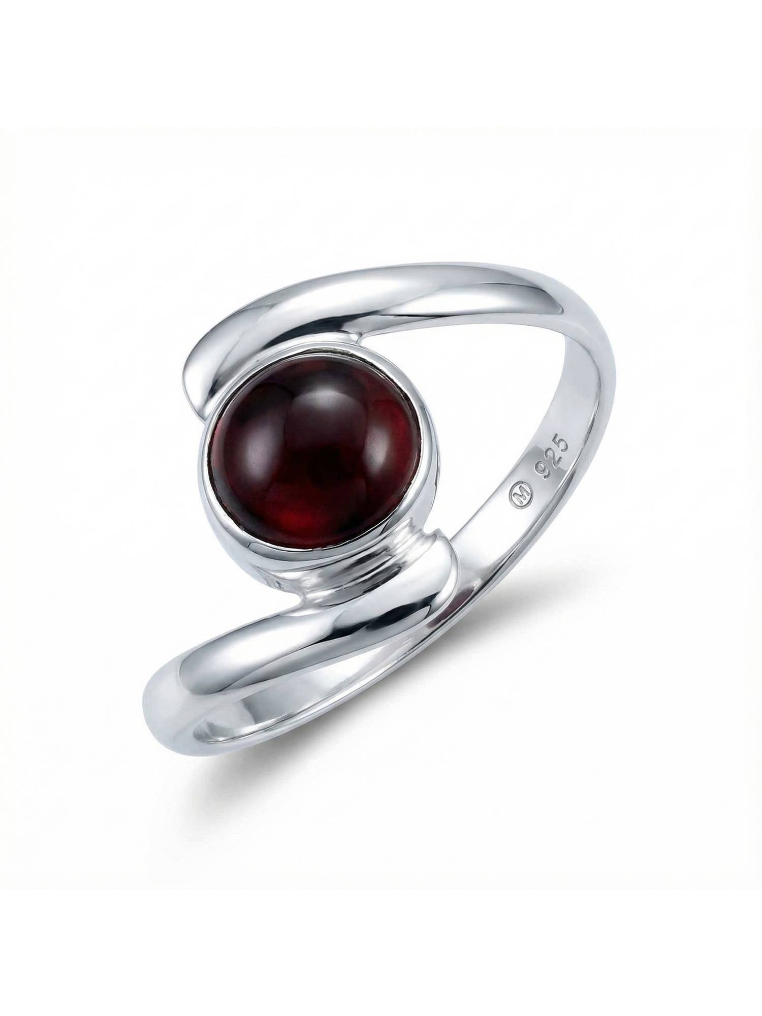 mantraroma Silberring SAMAYA aus 925 Silber mit Granat (Ring mit Schmuckbeutel), Damenring aus 925er Silber