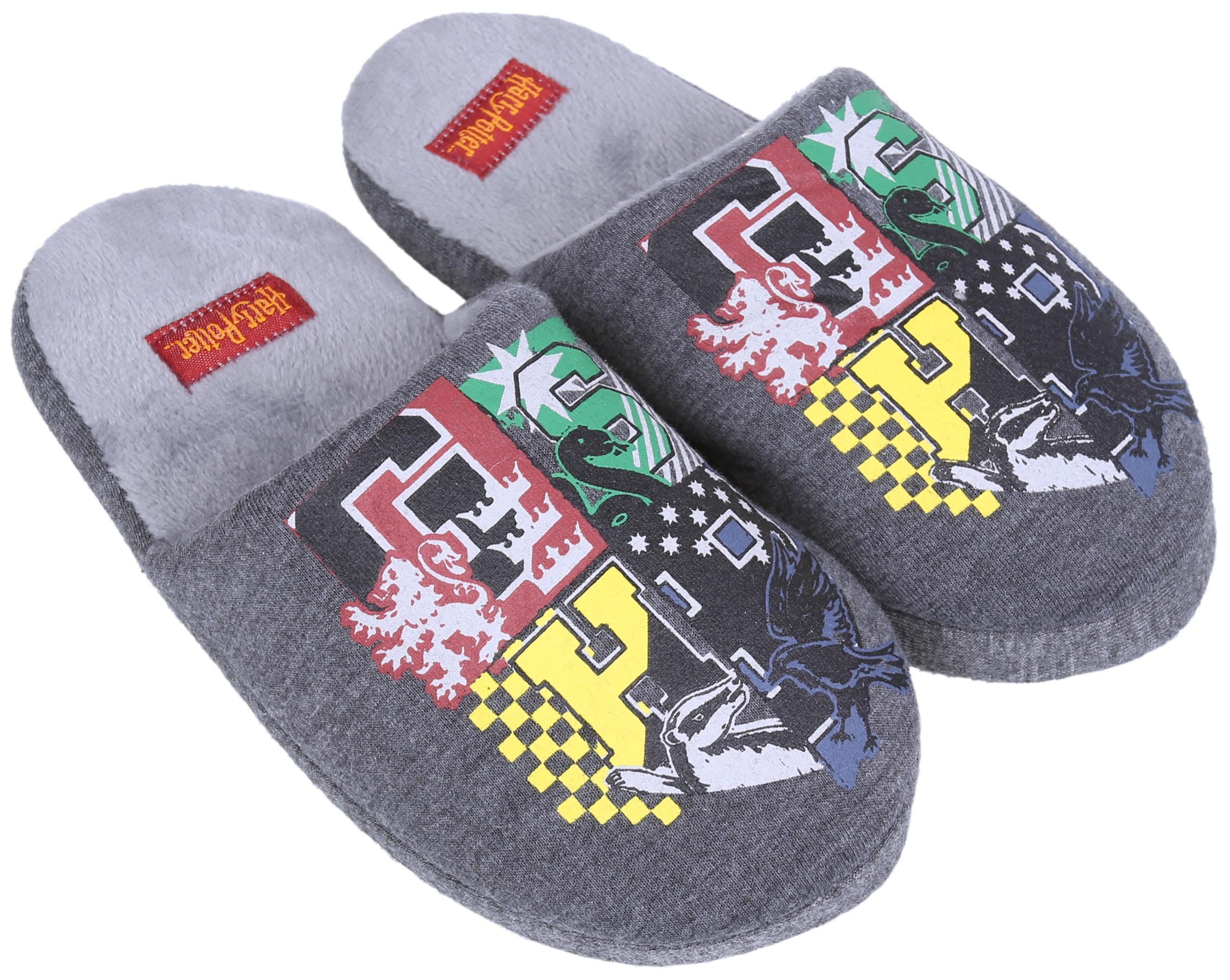 Sarcia.eu Dunkelgraue, warme Latschen, Hausschuhe, Wappen Harry Potter 28-29 EU Hüttenschuhe