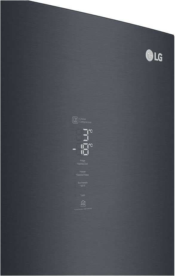 LG cm schwarzes breit Kühl-/Gefrierkombination Edelstahl 203 GBB92MCABP, 59,5 hoch, cm