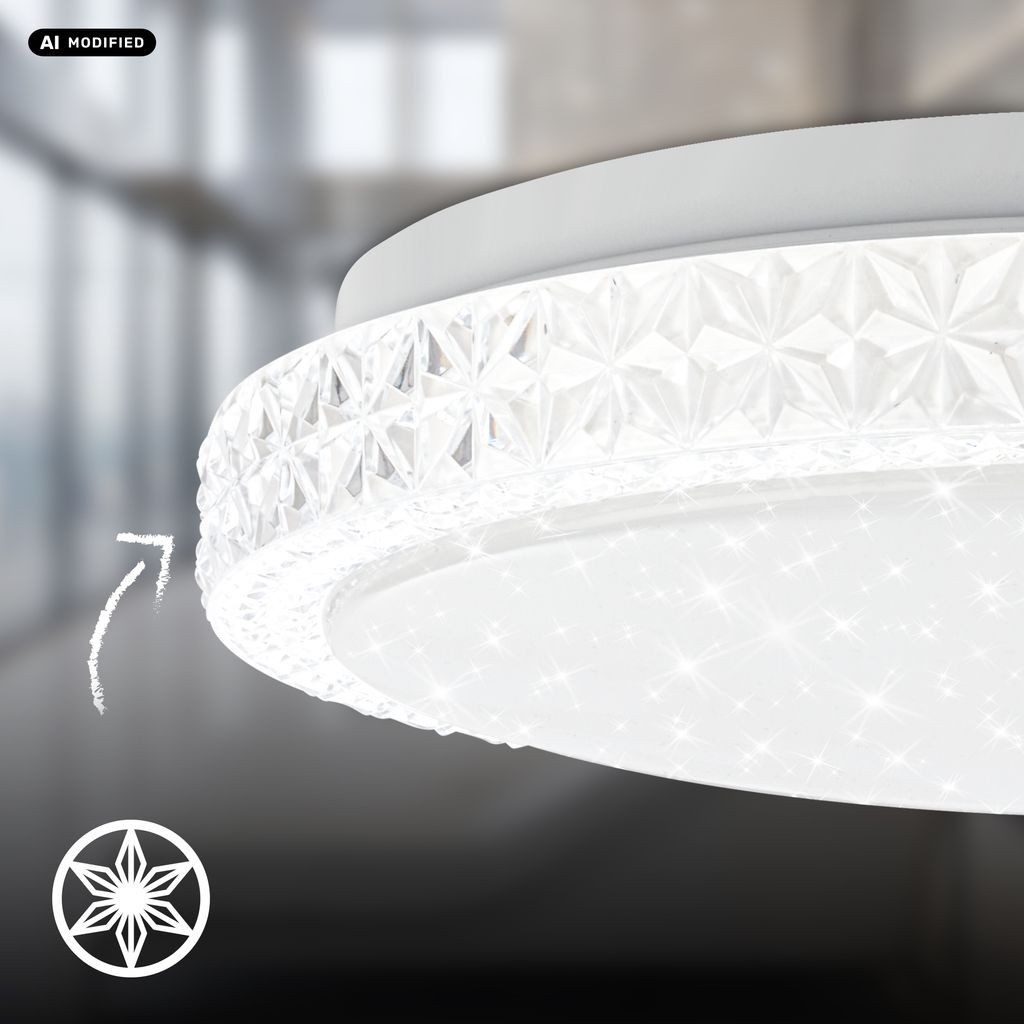 Briloner Leuchten LED Deckenleuchte LED Deckenlampe Sternenhimmel Kristalloptik, LED fest integriert, 4000K - Neutralweiß, 26,5x7 cm, Schlafzimmer, Wohnzimmer, Flur, Büro