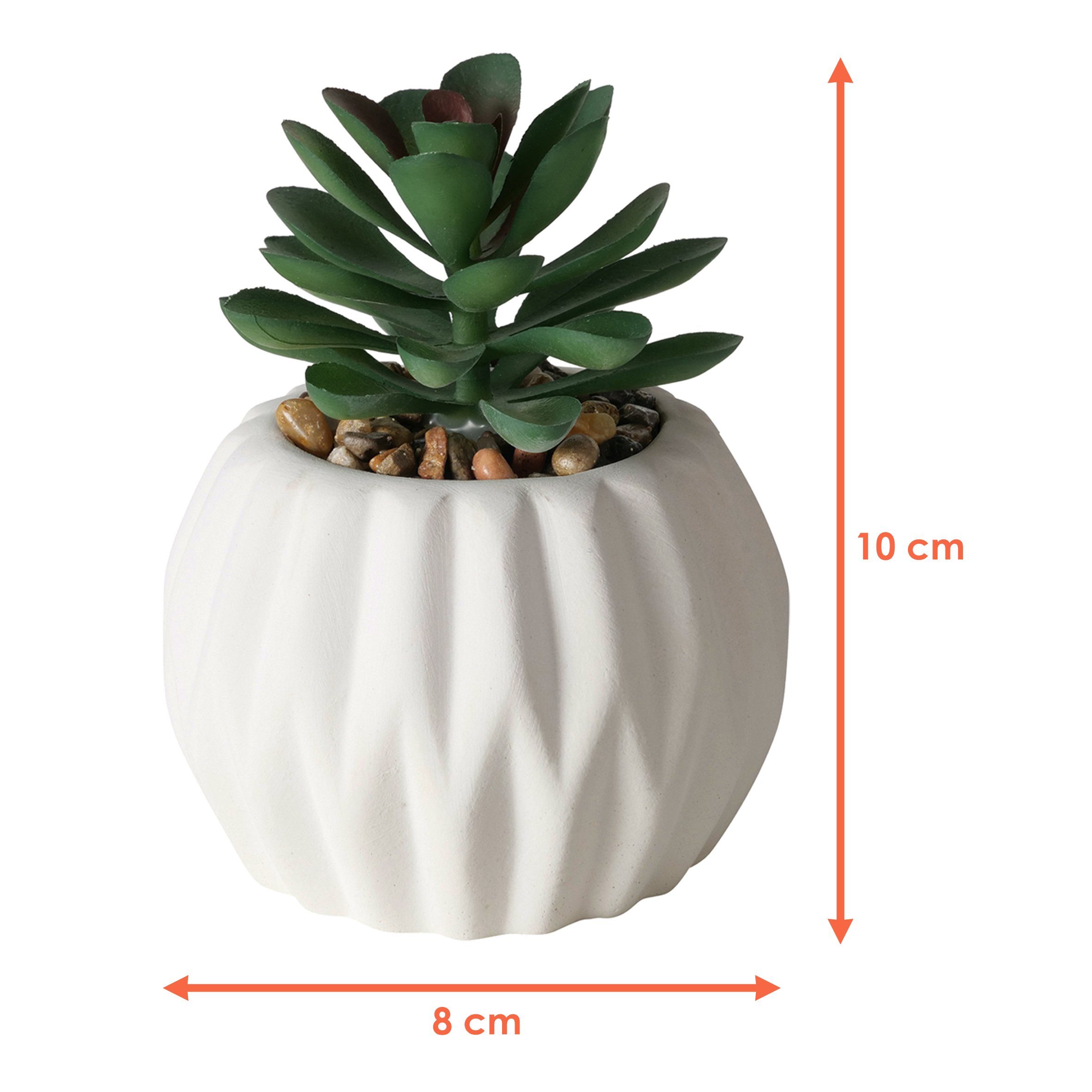 Kunstpflanze Deko Kunstpflanze im weißen Topf 3er Set - 15 / 12 / 10 cm Höh günstig online kaufen