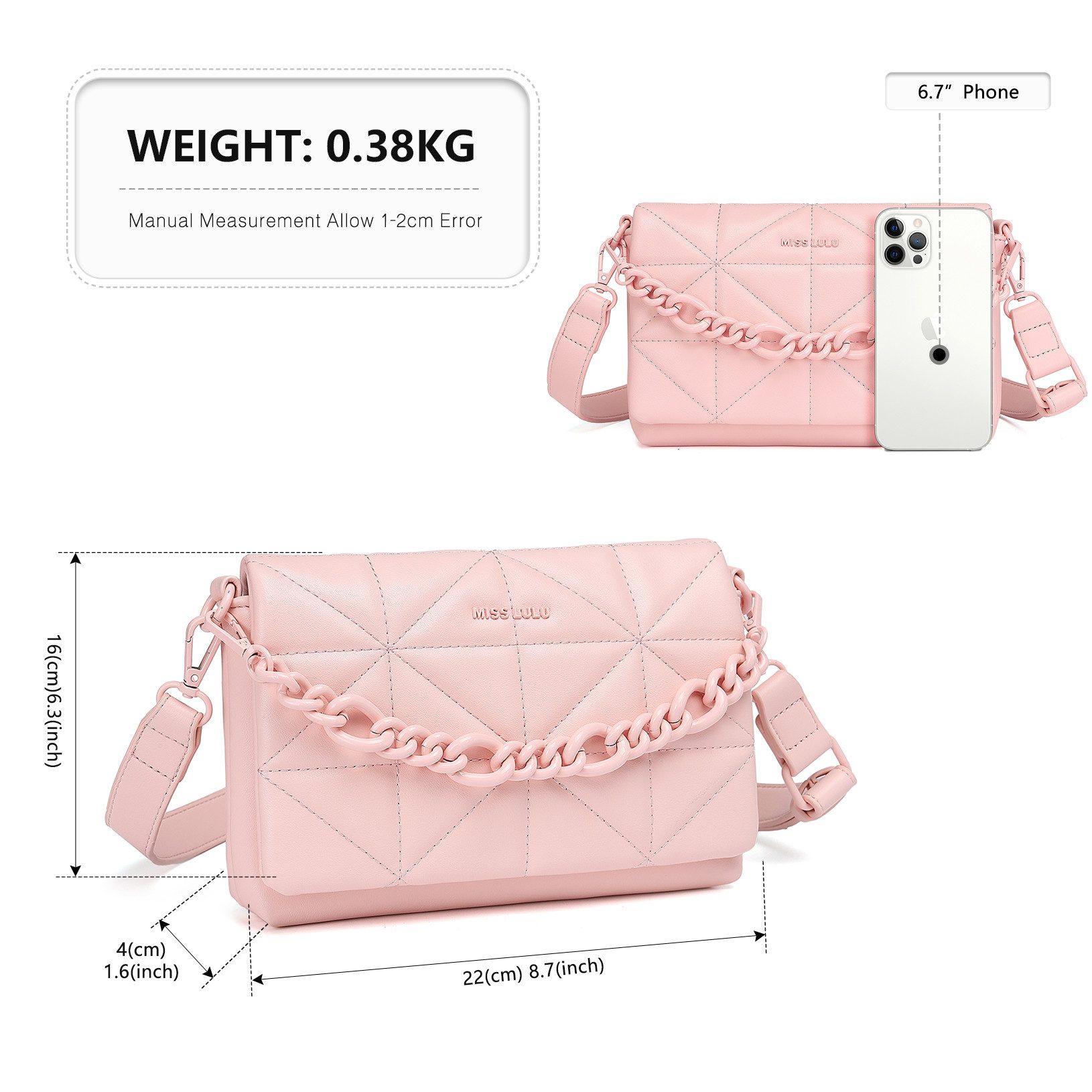 Miss Lulu Umhängetasche Gesteppte Damen-Handtasche – günstig online kaufen