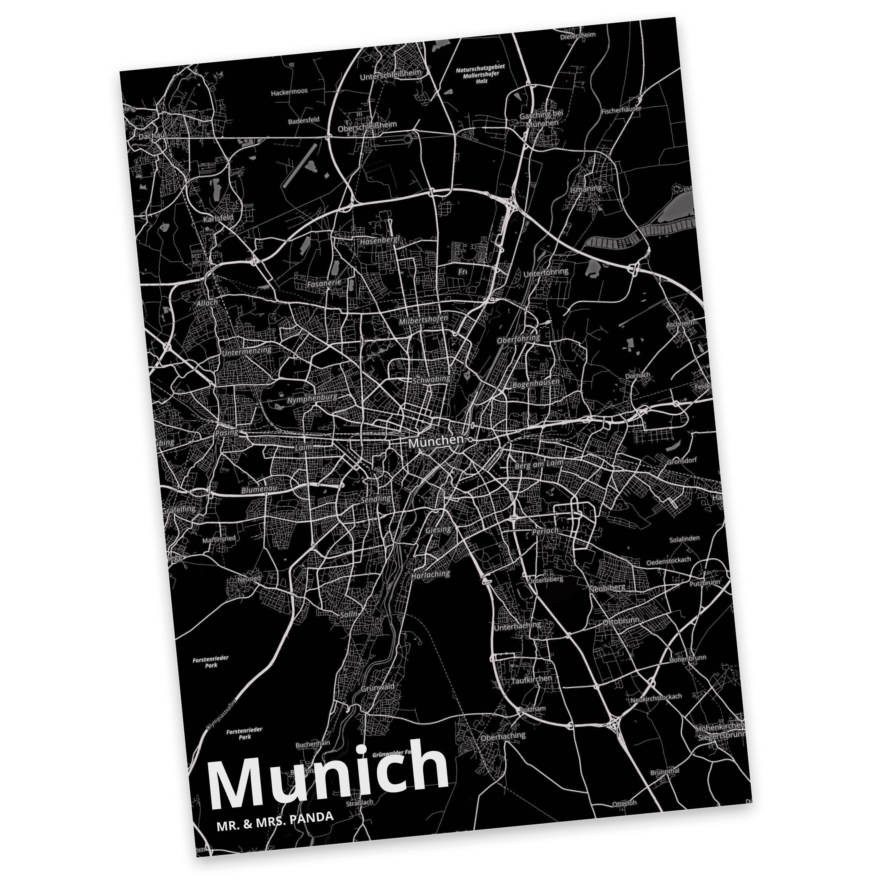 Mr. & Mrs. Panda Postkarte Munich - Geschenk, Dorf, Einladungskarte, Ort, Stadt, Grußkarte, Einl
