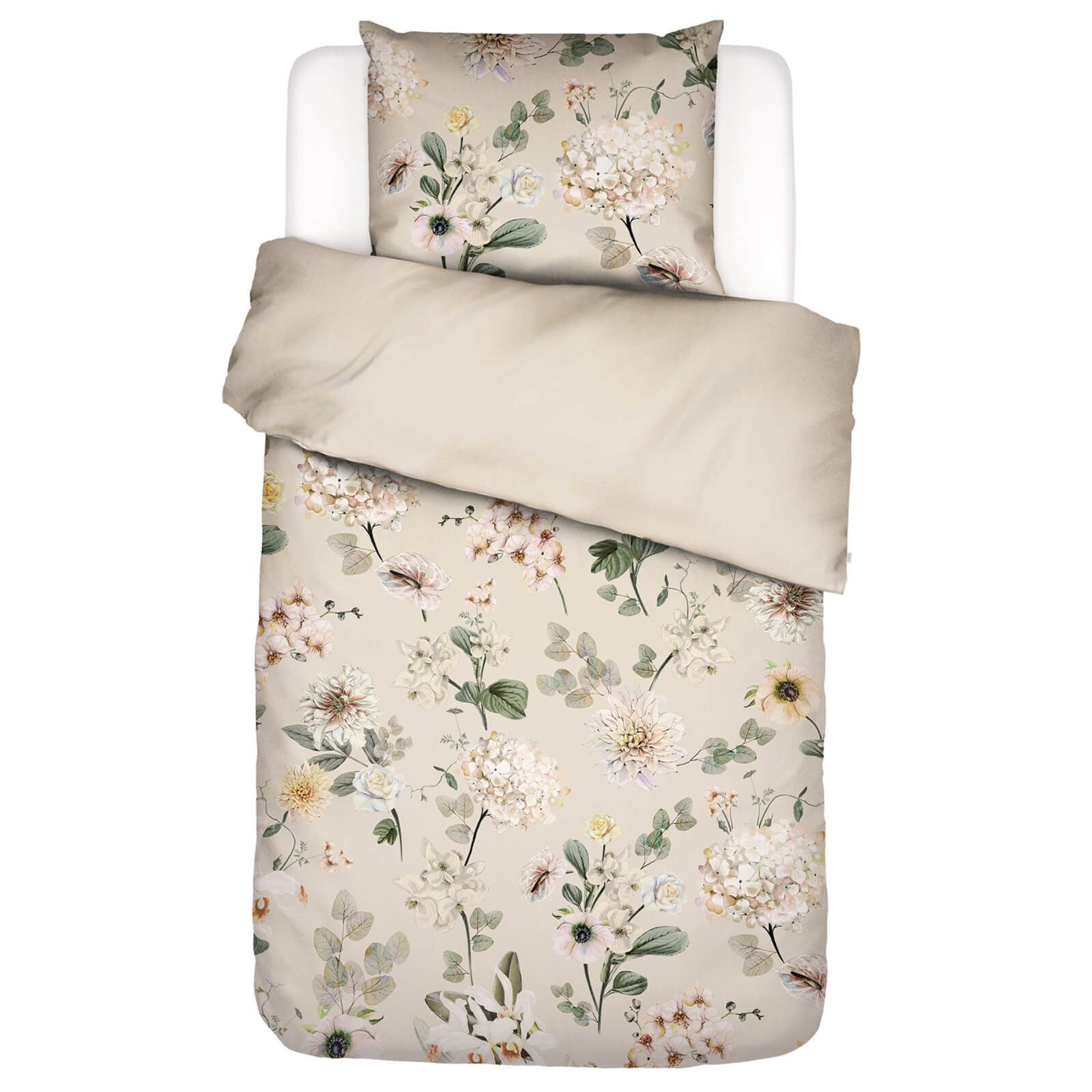 Essenza Bettwäsche Bettwäsche Noe Beige, Satin, 2 teilig, Rosen, Orchideen, günstig online kaufen