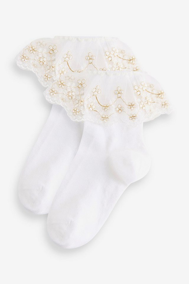 Next Kurzsocken Bridesmaid-Knöchelsocken mit Rüschen, 2er-Pack (2-Paar)