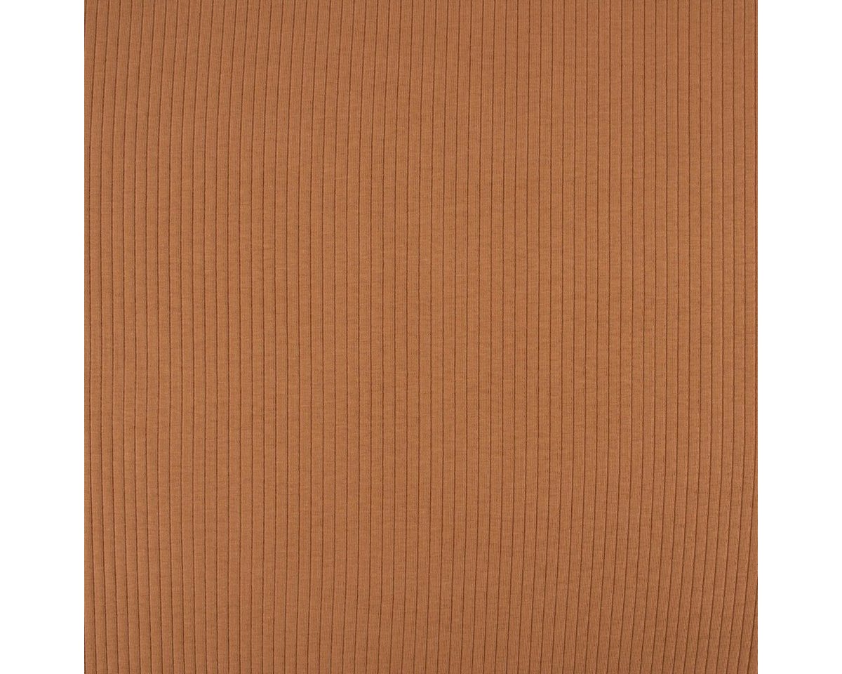 Thumbnail - SCHÖNER LEBEN. Stoff Feinstrick Jersey Mandy gerippt einfarbig camel 1,40m Breite, allergikergeeignet