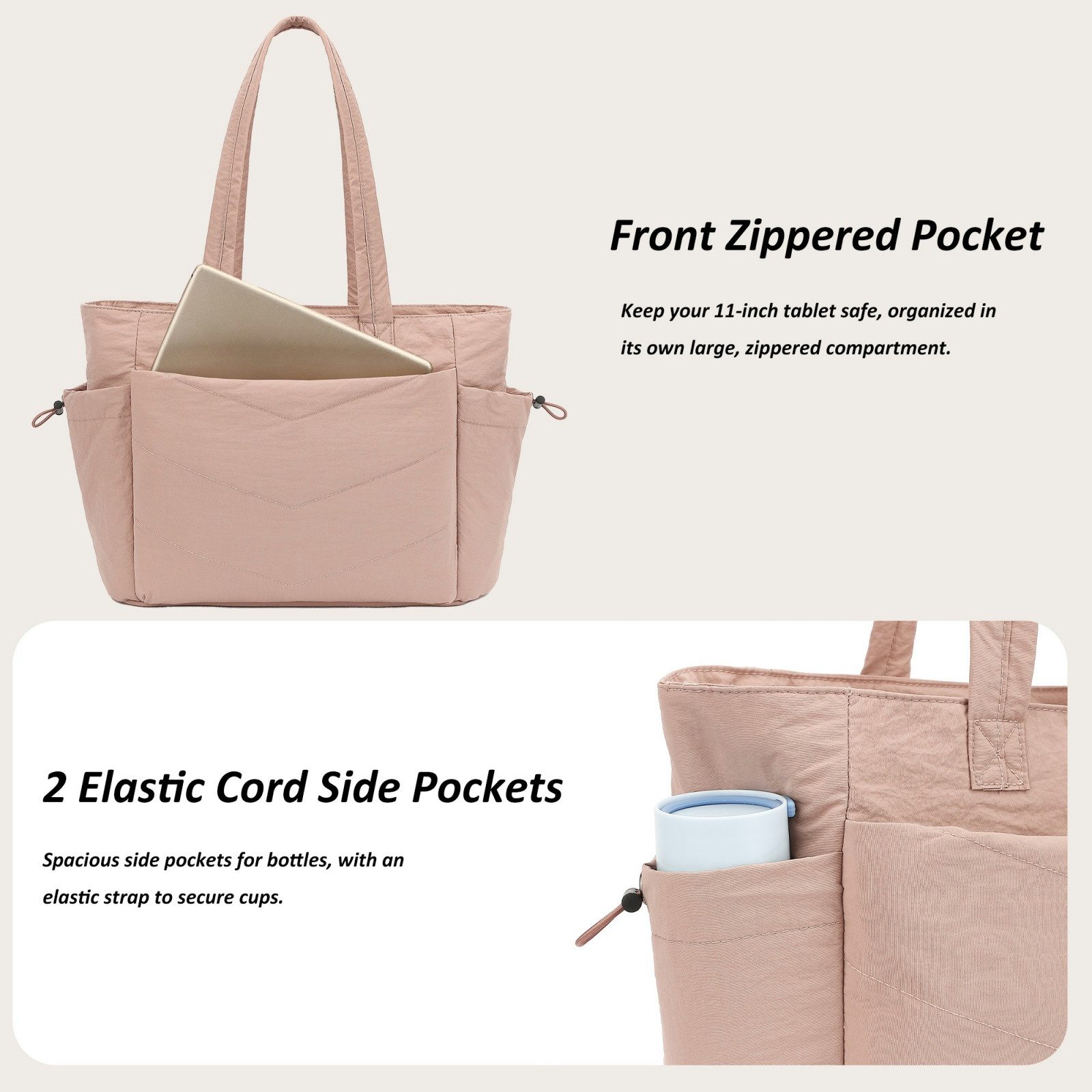TAN.TOMI Umhängetasche Handtasche gesteppte Tragetasche Messenger Laptop Tasche, Mit Laptopfach und Reißverschluss für Schule Arbeit Reisen