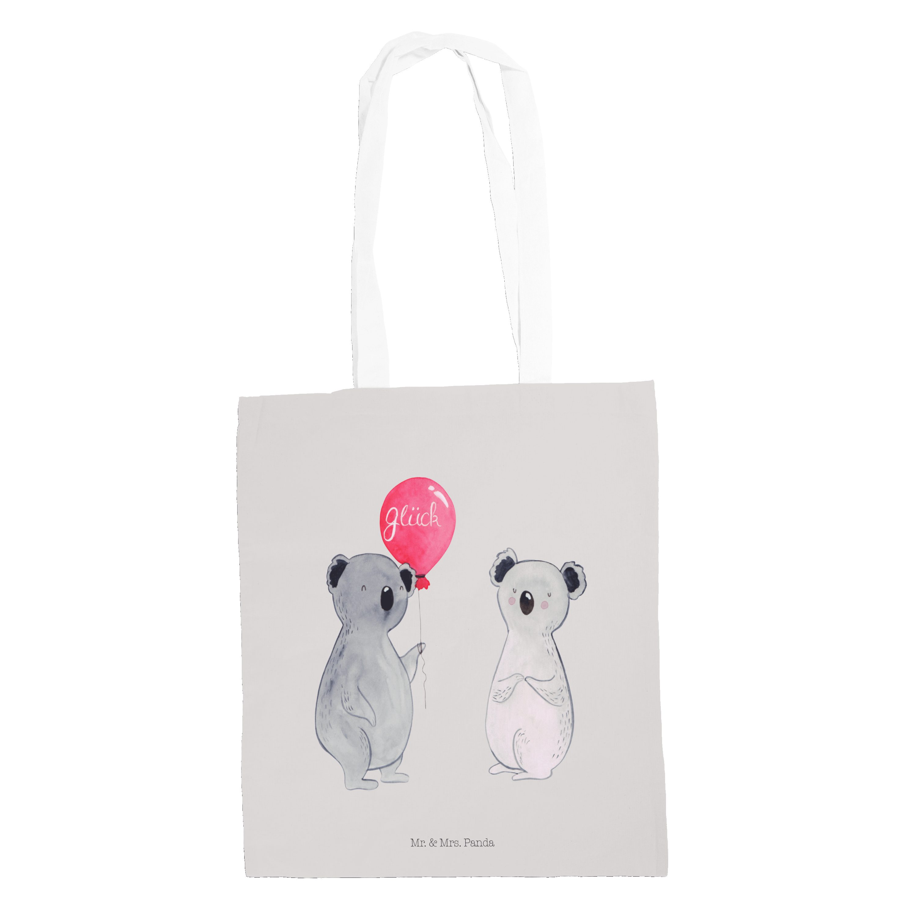Pastell - Mrs. Panda Beut Grau Luftballon - Geschenk, Stoffbeutel, & Koala Tragetasche (1-tlg) Mr. Beutel,