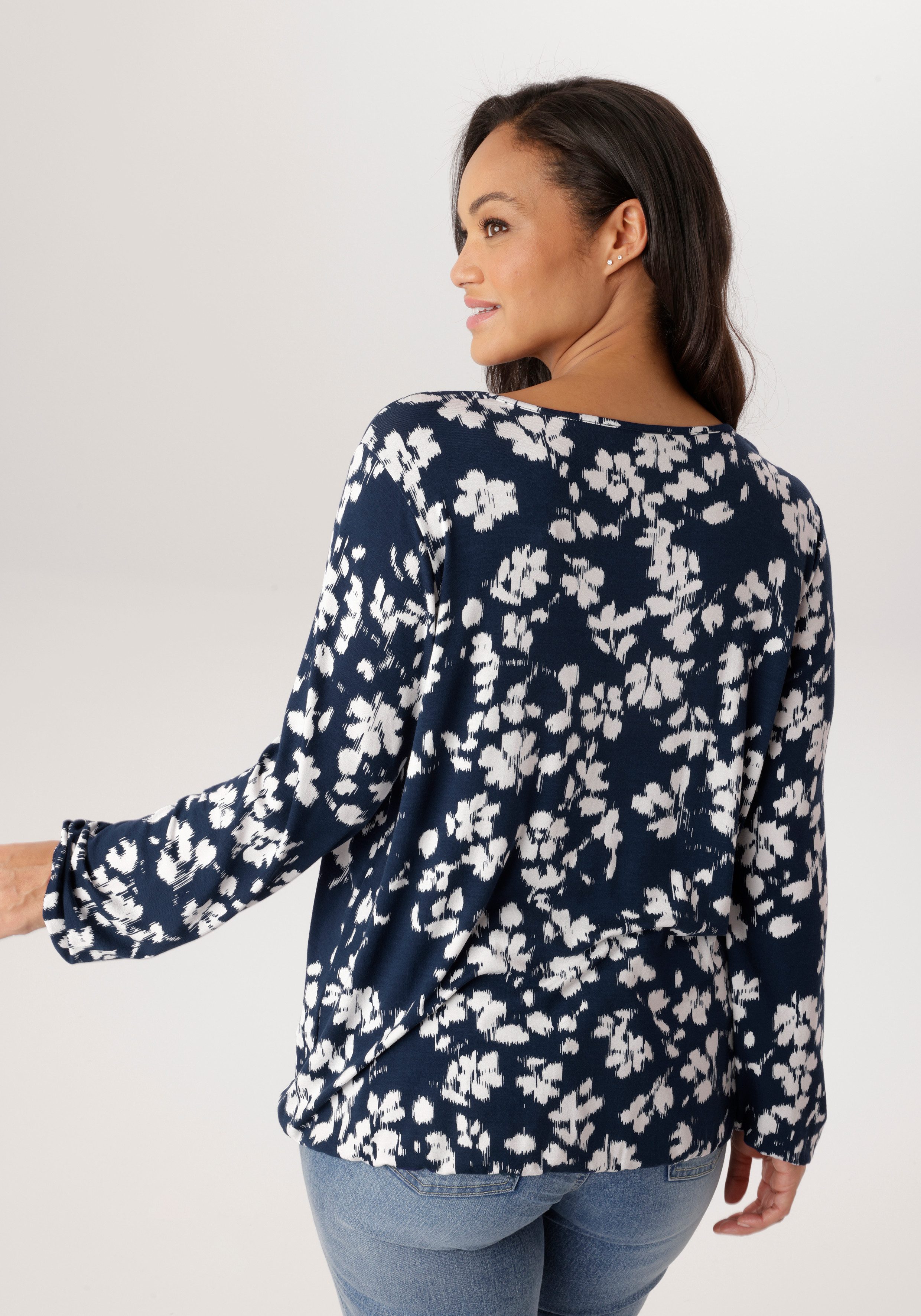 Aniston PLUS Langarmshirt aus weich fließender Viskose