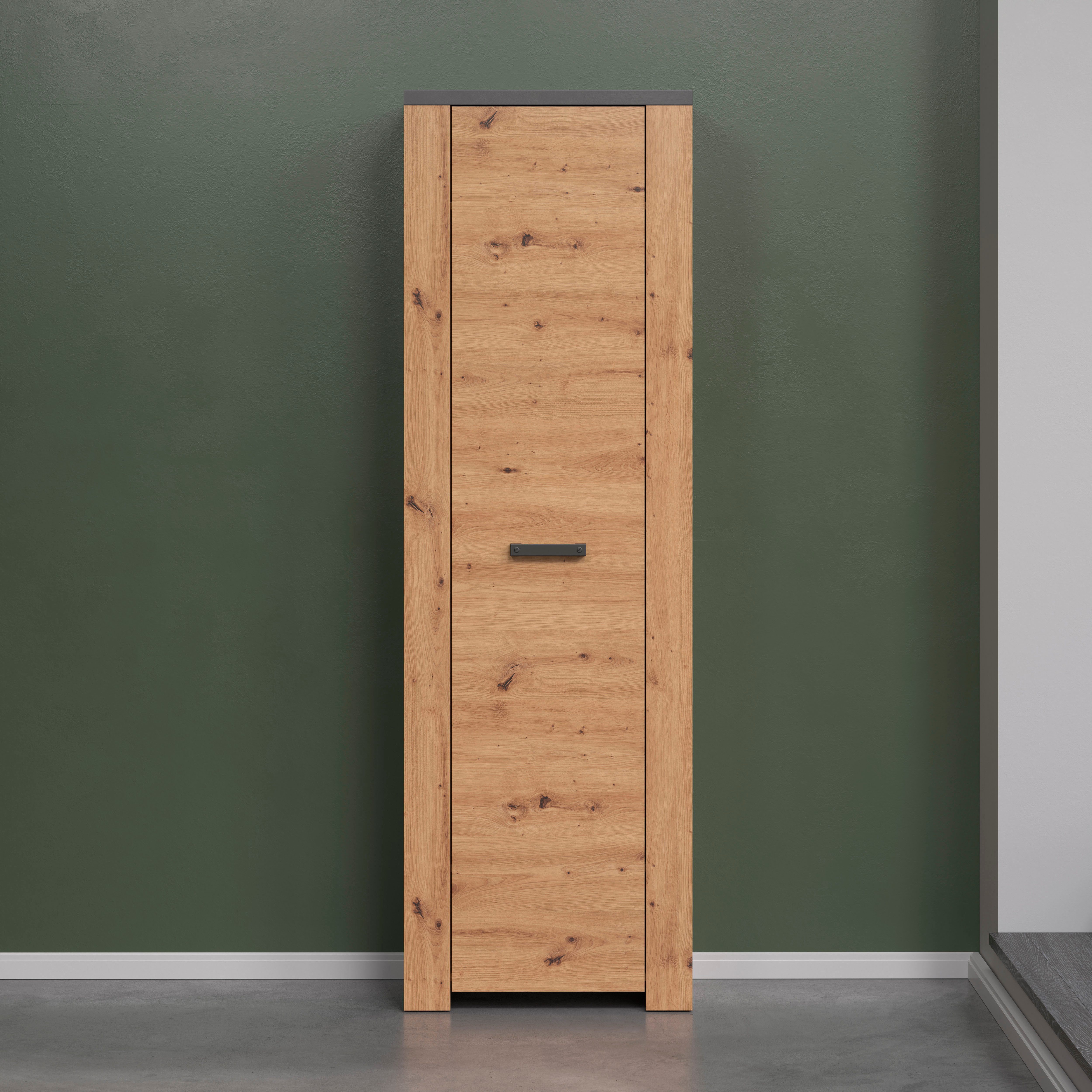 Home affaire Garderobenschrank Ambres Inkl. ausziehbarer Kleiderstange (1-St) Garderobenpaneel mit Ablage & Haken - (B/T/H) 62/26/199 cm