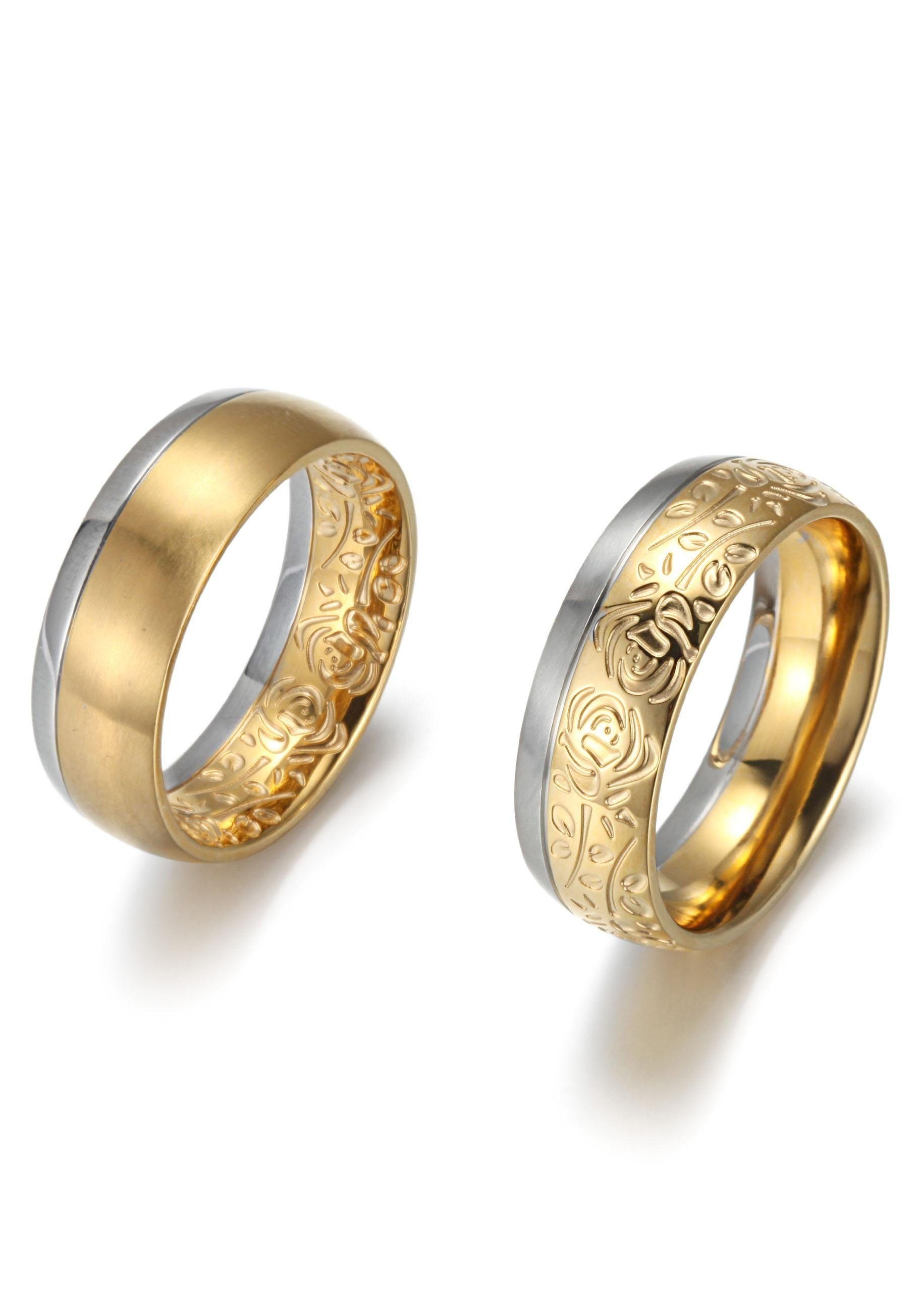 Firetti Trauring Schmuck Geschenk "LIEBE" bicolor, ca. 8,00 mm breit