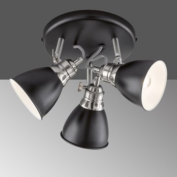 etc-shop Deckenstrahler, Leuchtmittel nicht inklusive, Deckenlampe Wohnzimmerleuchte Retro bewegliche Spots schwarz chrom