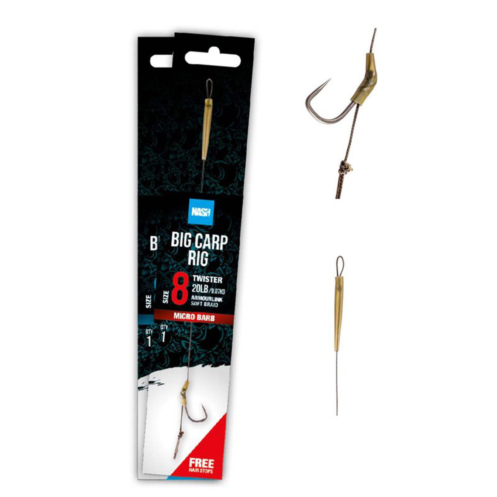 Nash Fishing Karpfenhaken, Nash Big Carp Rig Size 8 Karpfenrig