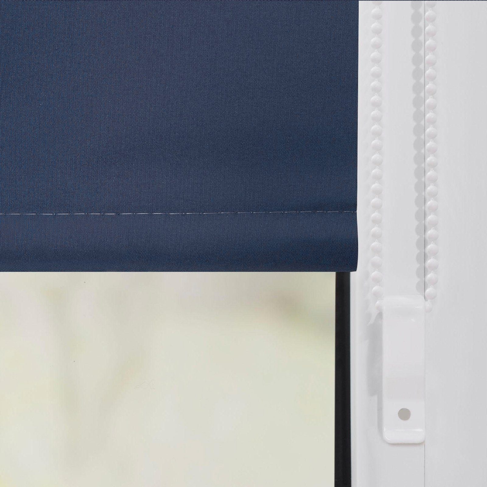 Seitenzugrollo Freihängend, mit Thermobeschichtung verspannt, verdunkelnd, mit Sonnenschutz, Klemmträger, i@home, Klemmfix, Blau