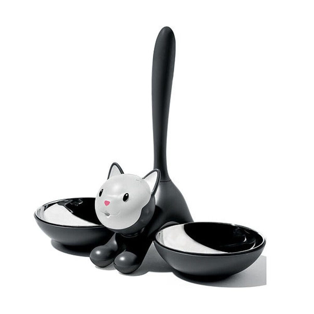 Alessi Katzen-Futterspender Katzennapf schwarz Tigrito, Katzennapf schwarz Tigrito, 0,55 l, Edelstahl 18-10, schwarz