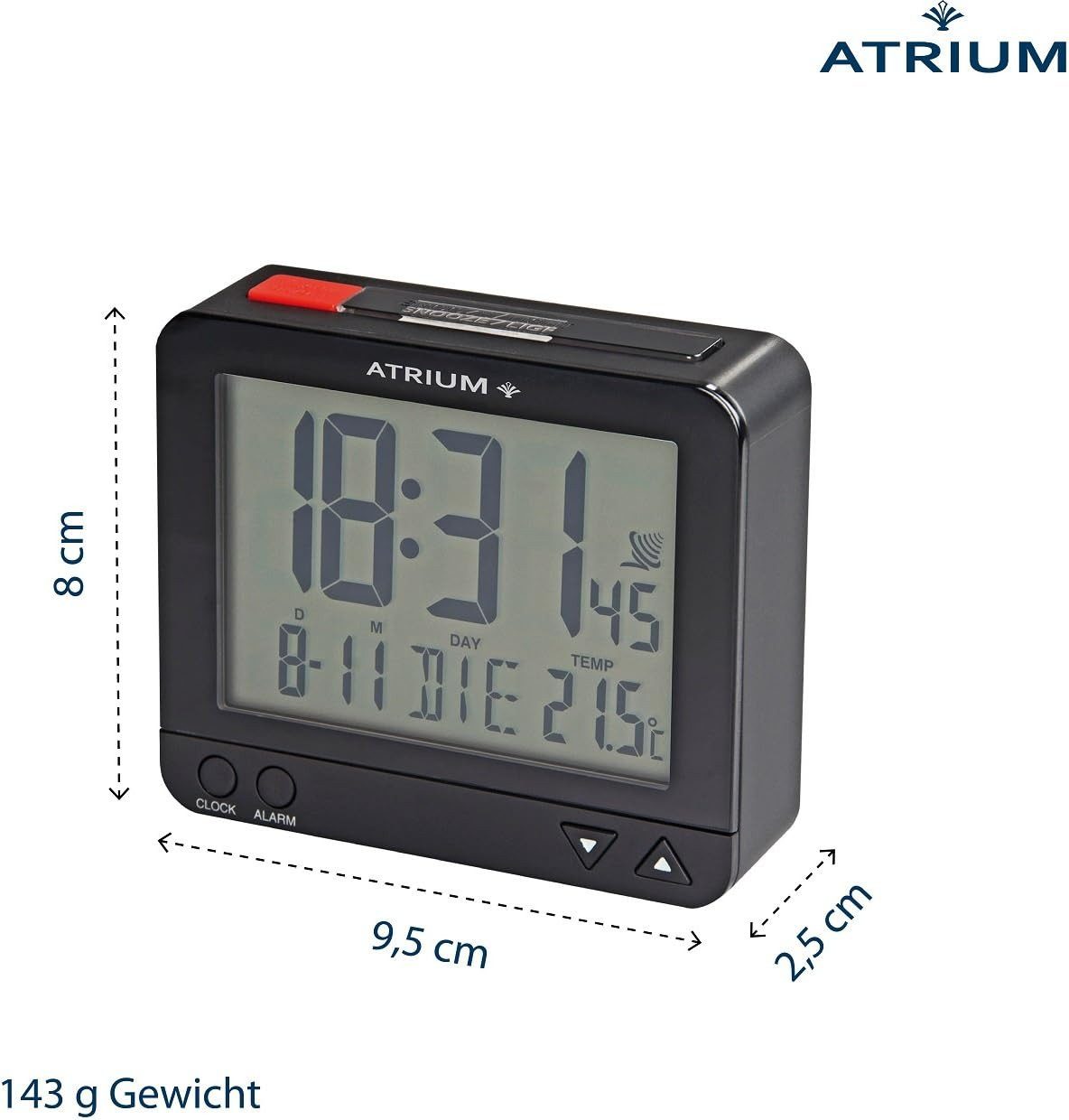 Atrium Funkwecker A760 Snooze Licht Datum Temperaturanzeige Digitalwecker Schlafzimmer – Bild 4 von 5