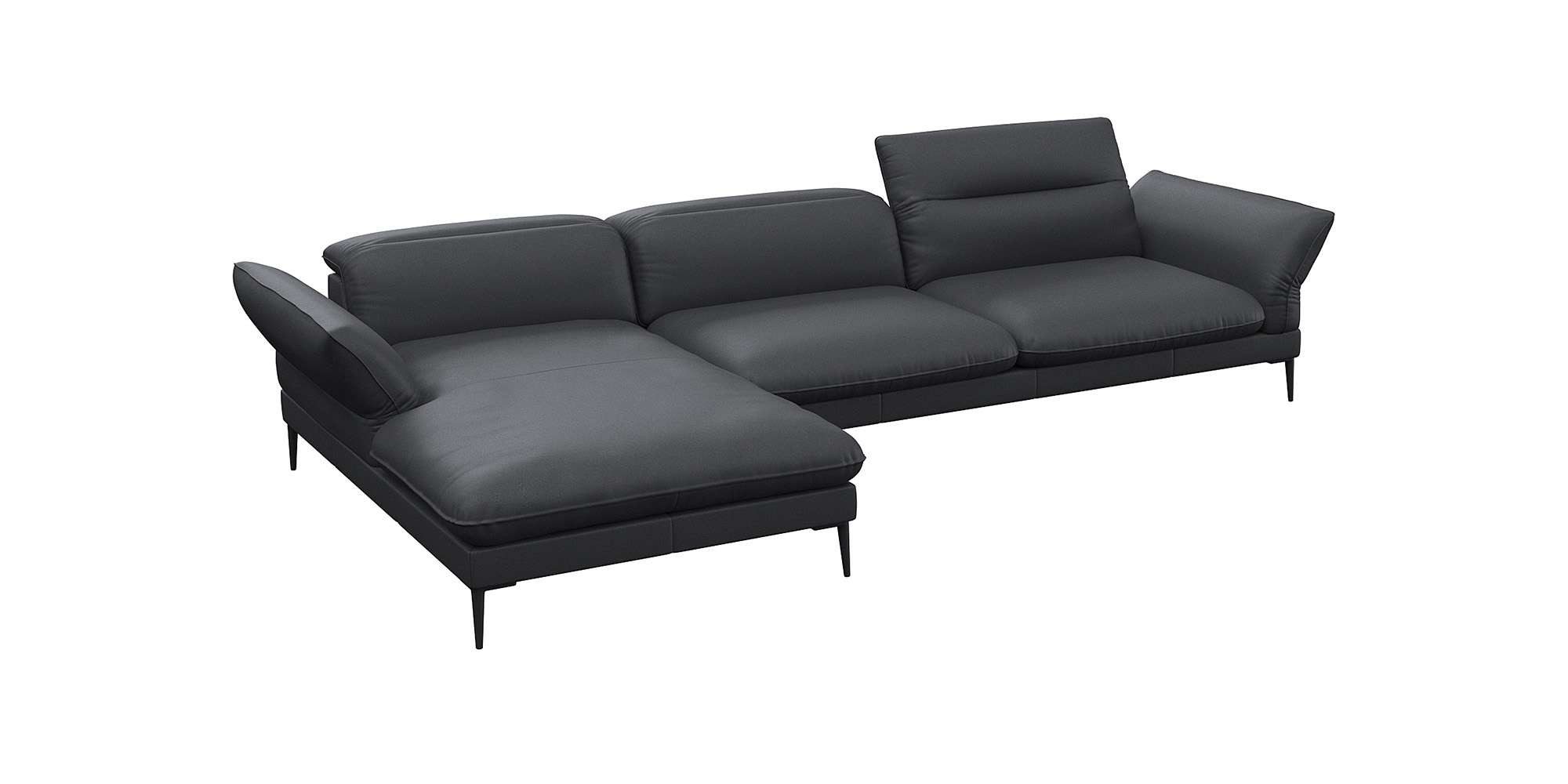 FLEXLUX Ecksofa Salino, Funktionssofa mit Recamiere, Relaxsofa, Ecksofa, Sofa mit Arm- und Kopfteil-Verstellungen, Kaltschaum & Stahl-Wellen