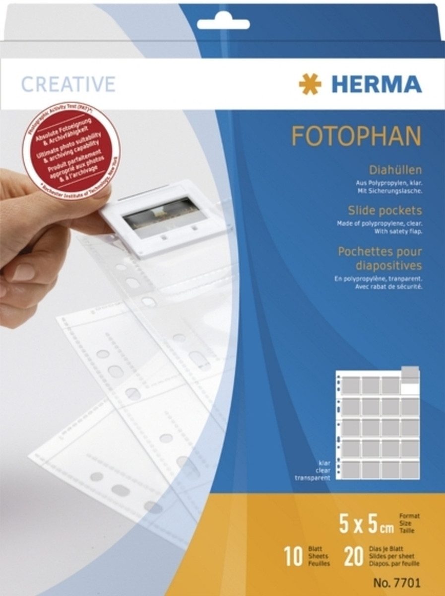 HERMA Prospekthülle Diahüllen für Kleinbild-Dias 5x5cm klar VE=10 Stück