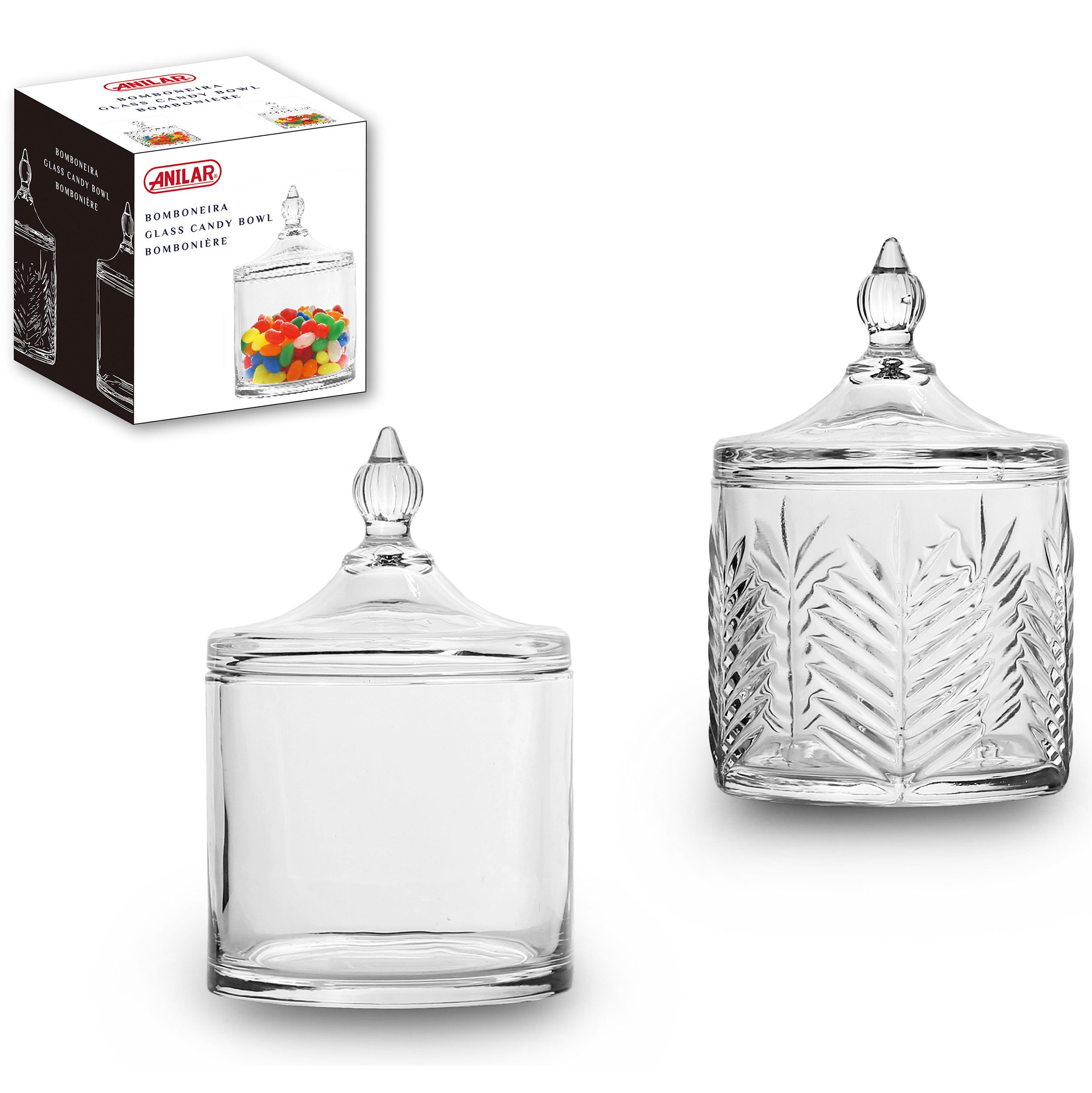 Annastore Vorratsglas 2-tlg. Set Glasschale mit Deckel Bomboniere Konfektschale, (2-tlg), H 15 cm, Schale aus Glas mit Deckel