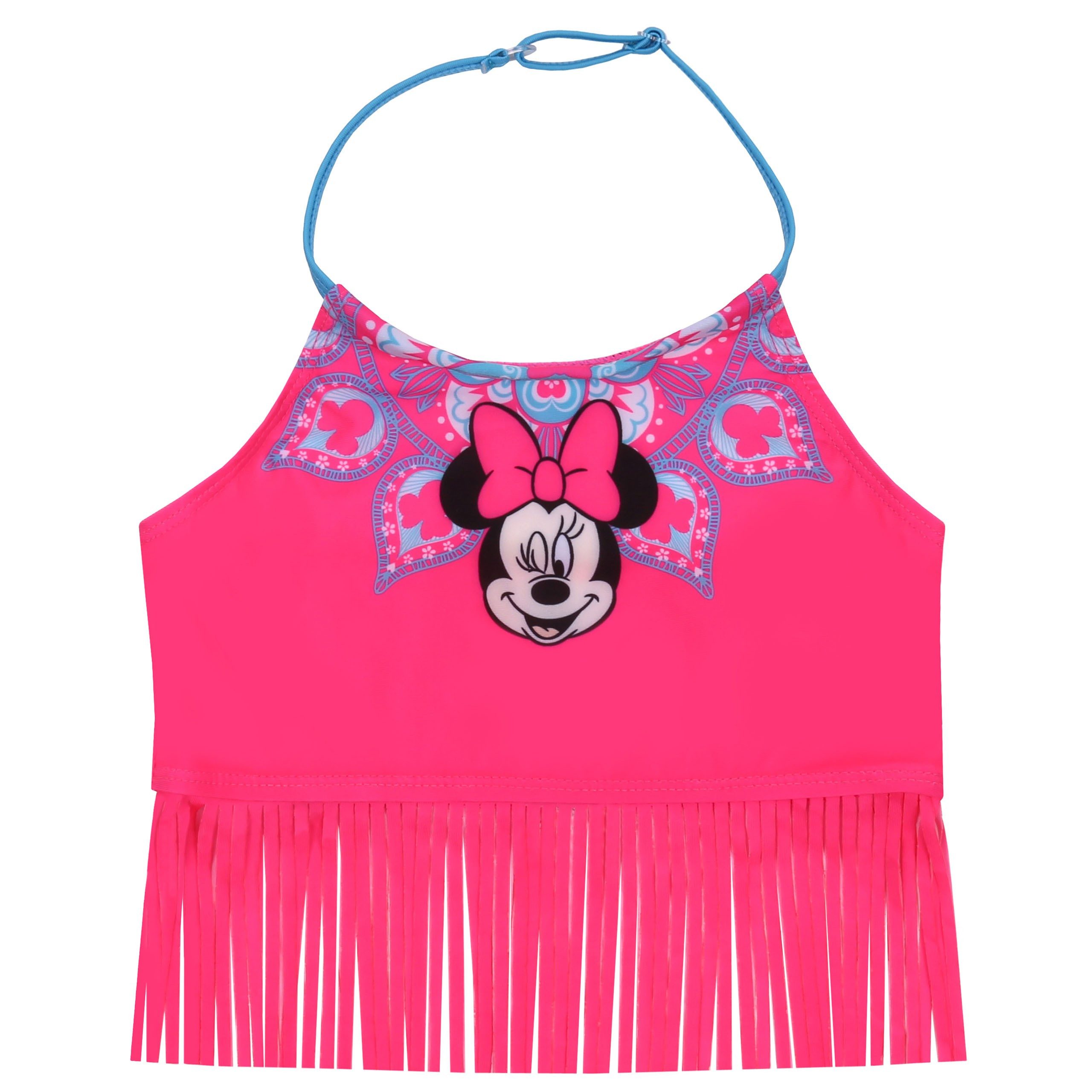 Sarcia.eu Badekleid Neonfarbener, pinker Badeanzug mit Fransen Minnie Maus 8-9 Jahre