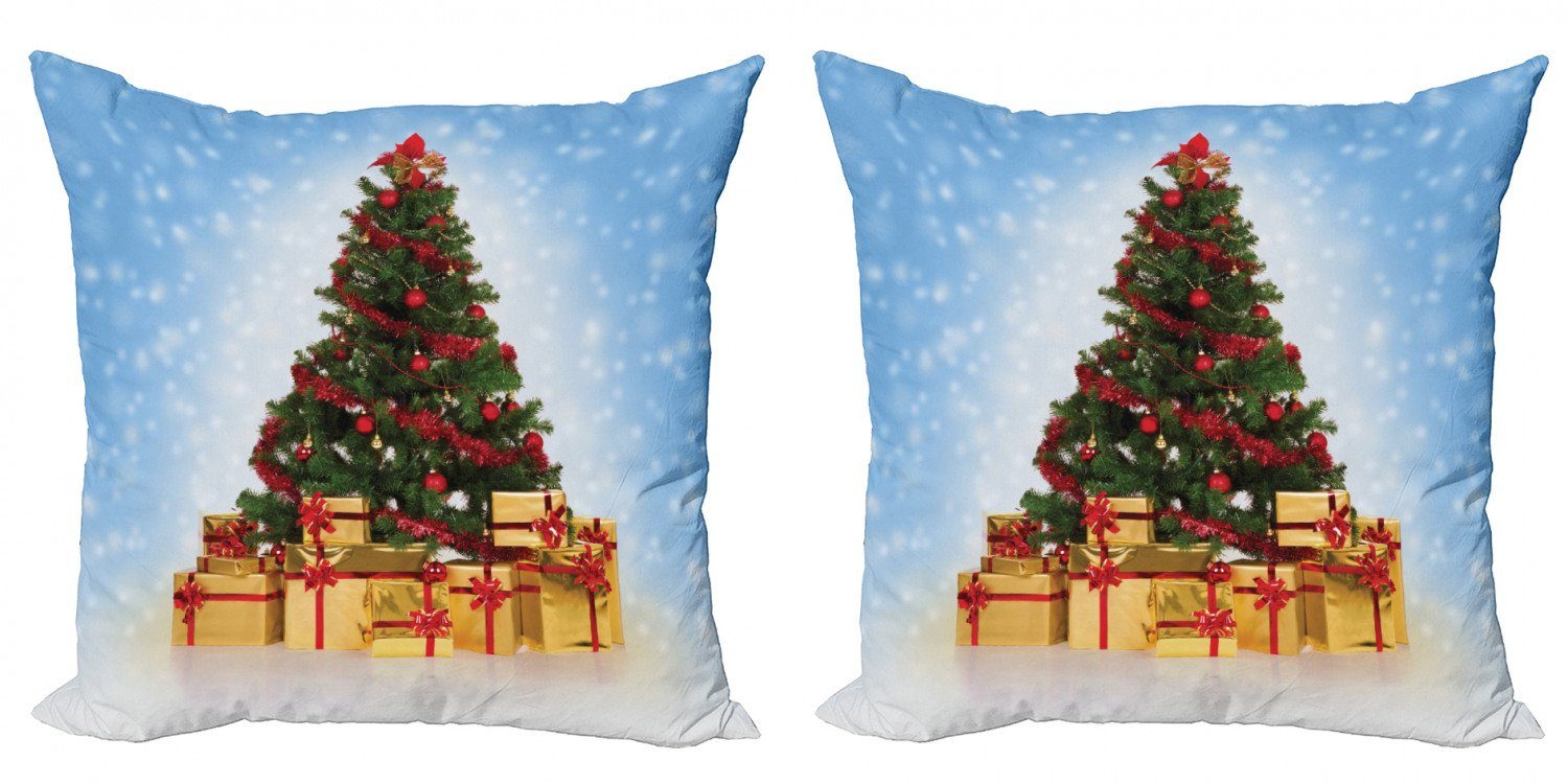 Kissenbezüge Modern Accent Doppelseitiger Digitaldruck, Abakuhaus (2 Stück), Weihnachten Tanne Schneewetter | Kissenbezüge