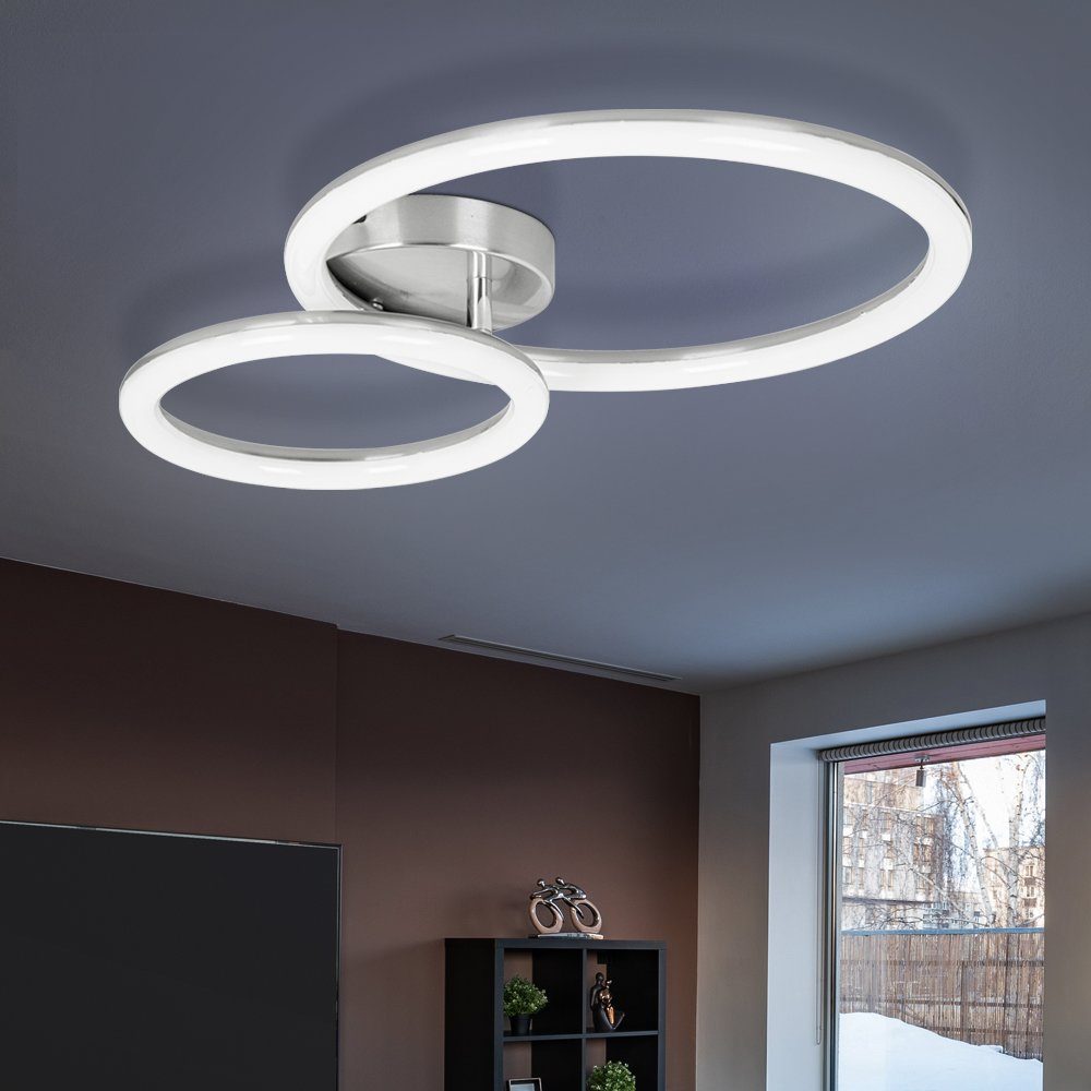 Strahler Lampe LED-Leuchtmittel LED Decken Warmweiß, fest Deckenleuchte, Zimmer Design verbaut, Ringe Wohn etc-shop Ess LED