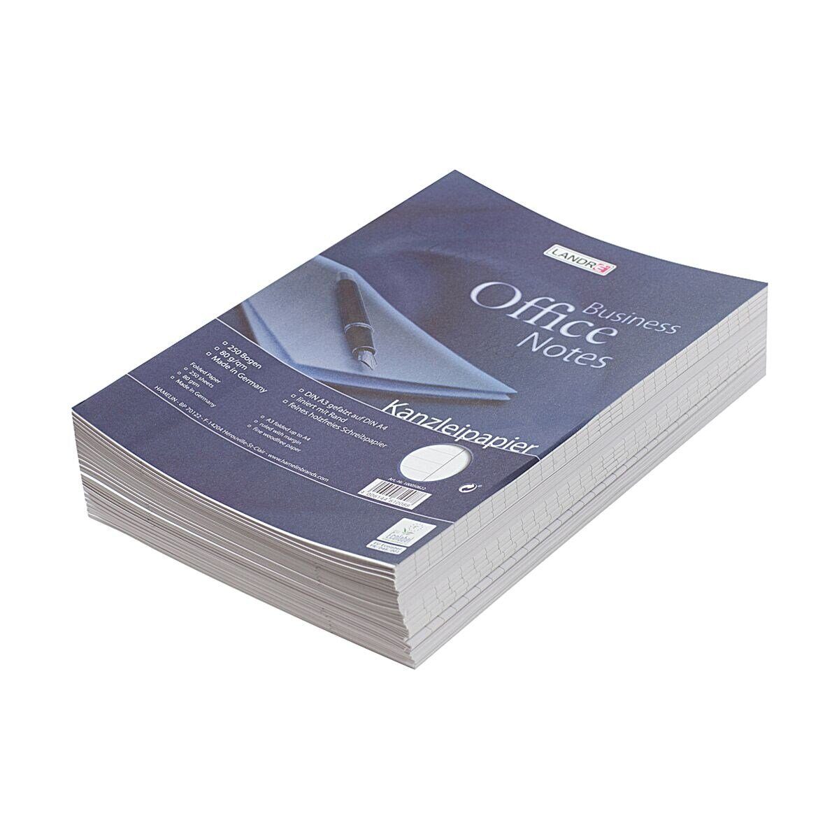 LANDRE Briefpapier Office, Kanzleipapier, Format DIN A3 auf A4, liniert mit Rand, 250 Bögen