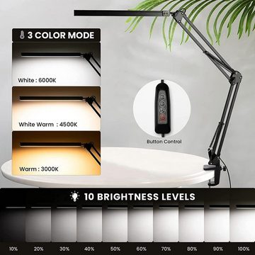 CALIYO LED Schreibtischlampe LED Schreibtischlampe, 420LM Schwenkarm Architektenlampe, Büro, Tischlampe mit 3 Farb Helligkeitsstufen, Augenschutz Schreibtischlampe