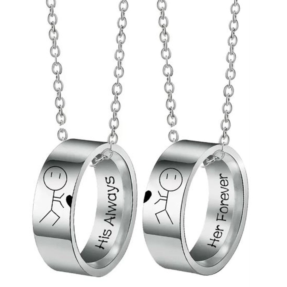 KARMA Edelstahlketten-Set Partnerketten Partnerschmuck Halsketten Ringe Paare (4-tlg., Paarschmuck), Ketten Edelstahl Herz