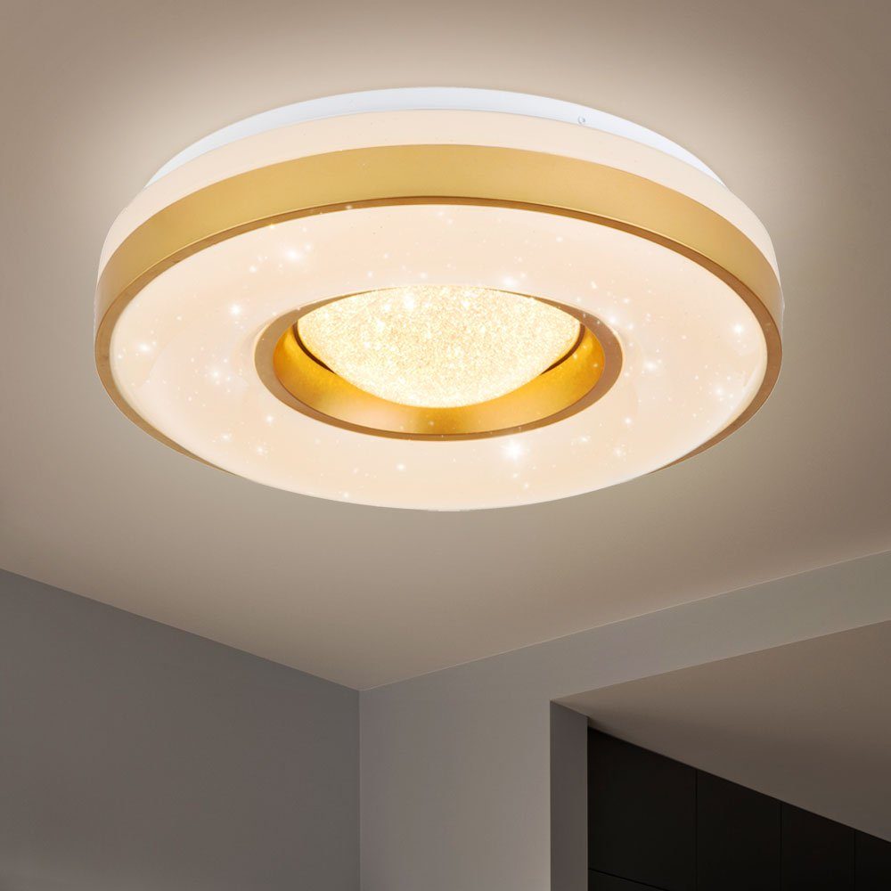 etc-shop LED Deckenleuchte, Lampe Zimmer Warmweiß, Schlaf Sternen Decken LED verbaut, fest Wohn Glitzer LED-Leuchtmittel Strahler Effekt