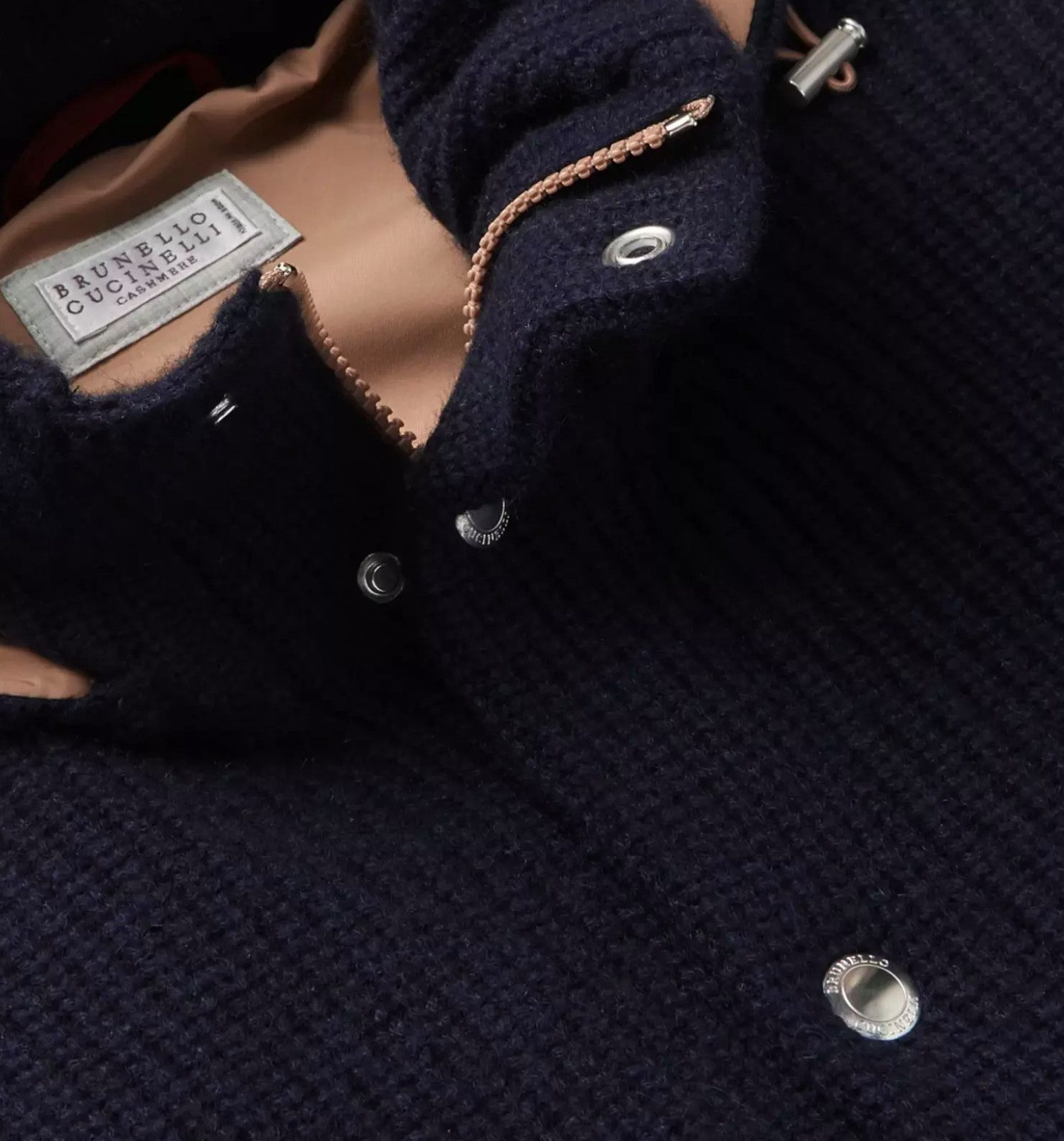 BRUNELLO CUCINELLI Parka Gepolsterter Kaschmir Kapuzenstrickjacke Jacke mit Kapuze 4XL Vollständig gepolstert und gefüttert für optimale Isolierung Wärme