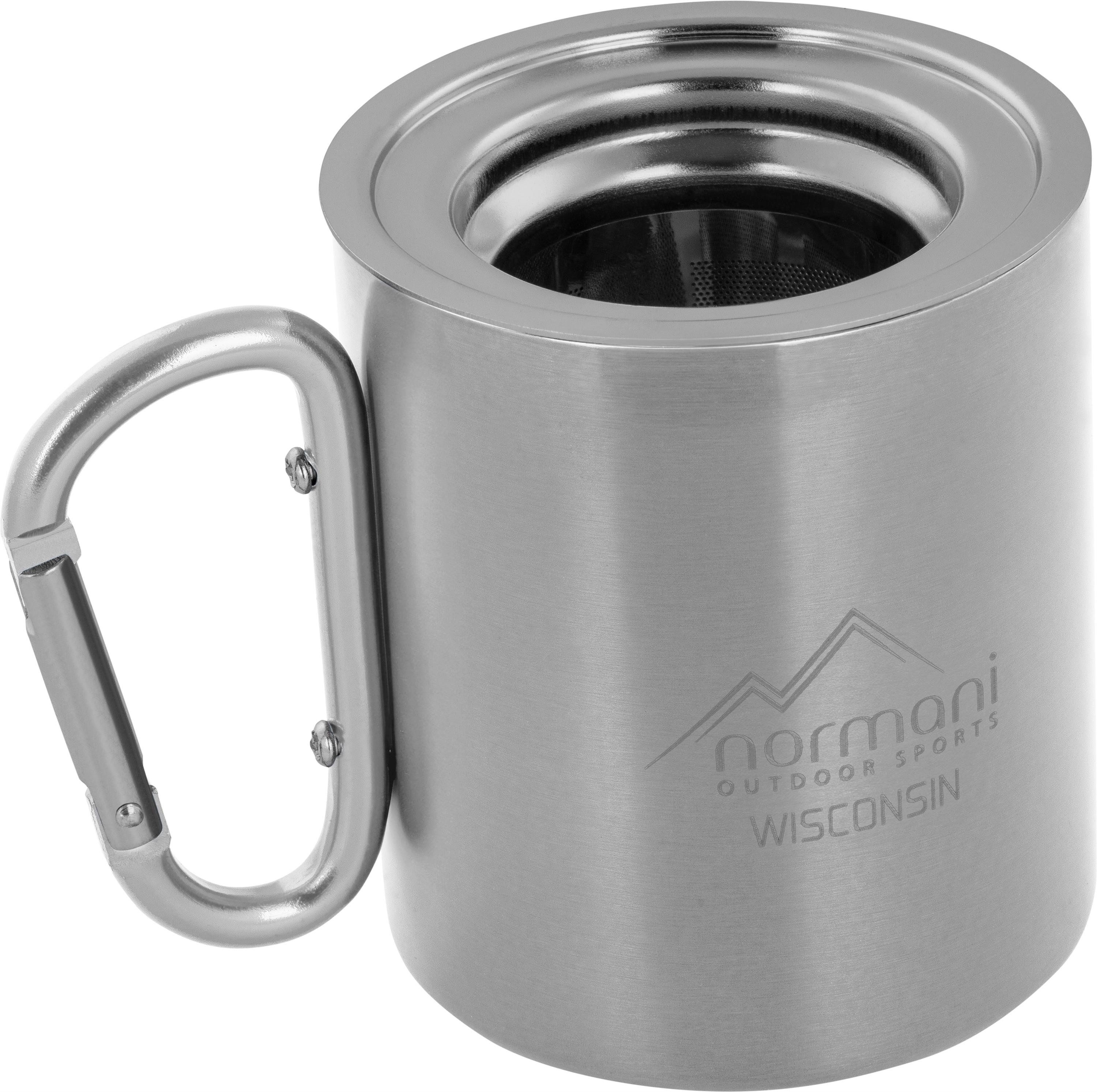 normani Becher Campingtasse „Wisconsin“ mit Teesieb „Delaware“, Edelstahl