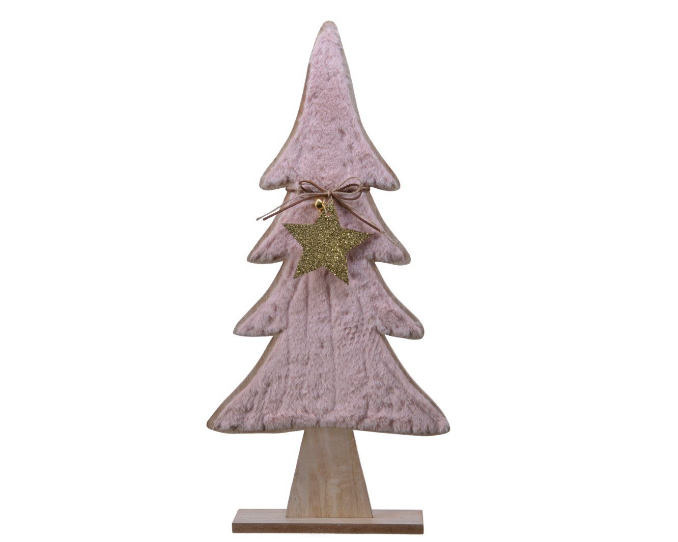 Kaemingk Dekobaum Dekobaum Weihnachtsbaum Holz Kunstfell pink H.60 cm