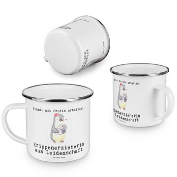 Mr. & Mrs. Panda Becher Krippenerzieherin Leidenschaft - Weiß - Geschenk, Jubiläum, Outdoor T, Emaille, Liebevolles Design