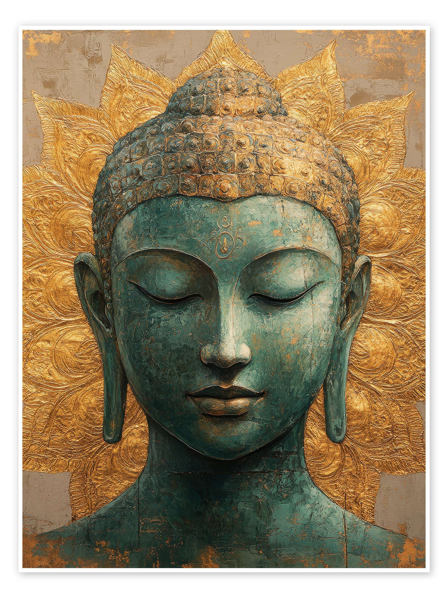 Posterlounge Wandbild Buddha auf Gold, DejaReve, erhältlich als Poster, Leinwandbild, Wandsticker oder Acrylglasbild