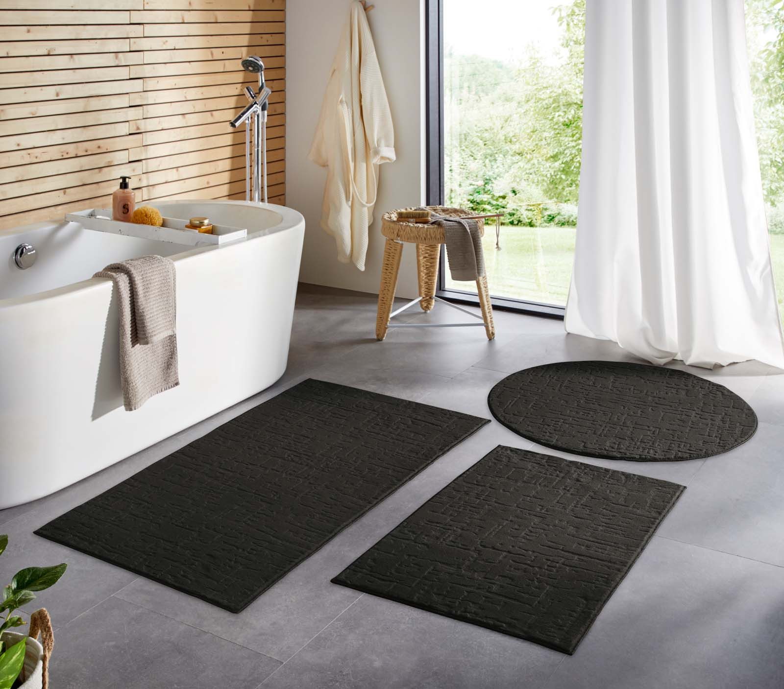 TaCa Home Teppich Kurzflor Teppich Hasenfell Optik, rund, Höhe: 10 mm, Wohnzimmer, Esszimmer, Vintage Anthrazit - 80 x 80 cm rund