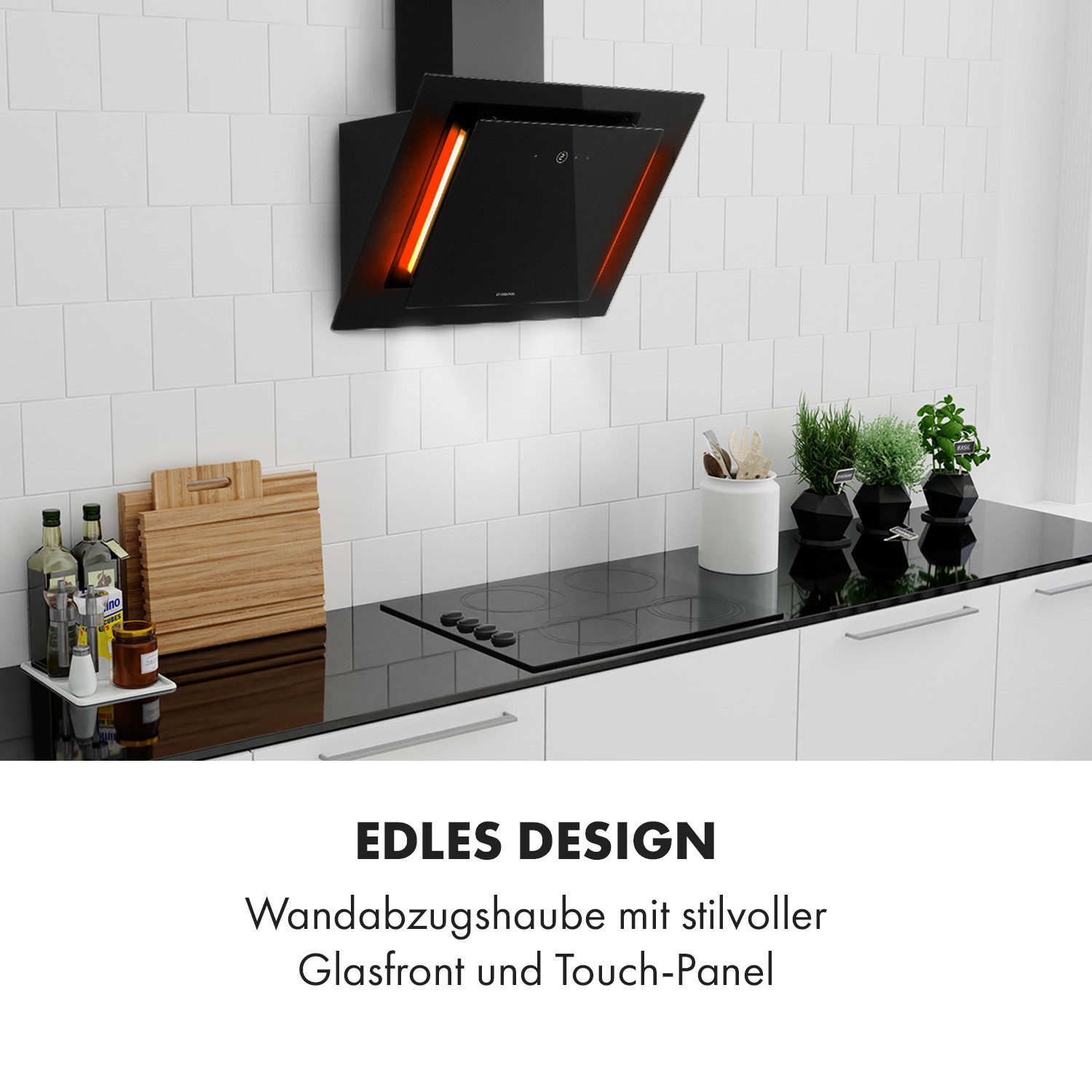 Klarstein Deckenhaube Eleonora 60 Eleonora 60, Dunstabzugshaube 426 m³/h Touch-Panel Ambiente-Licht