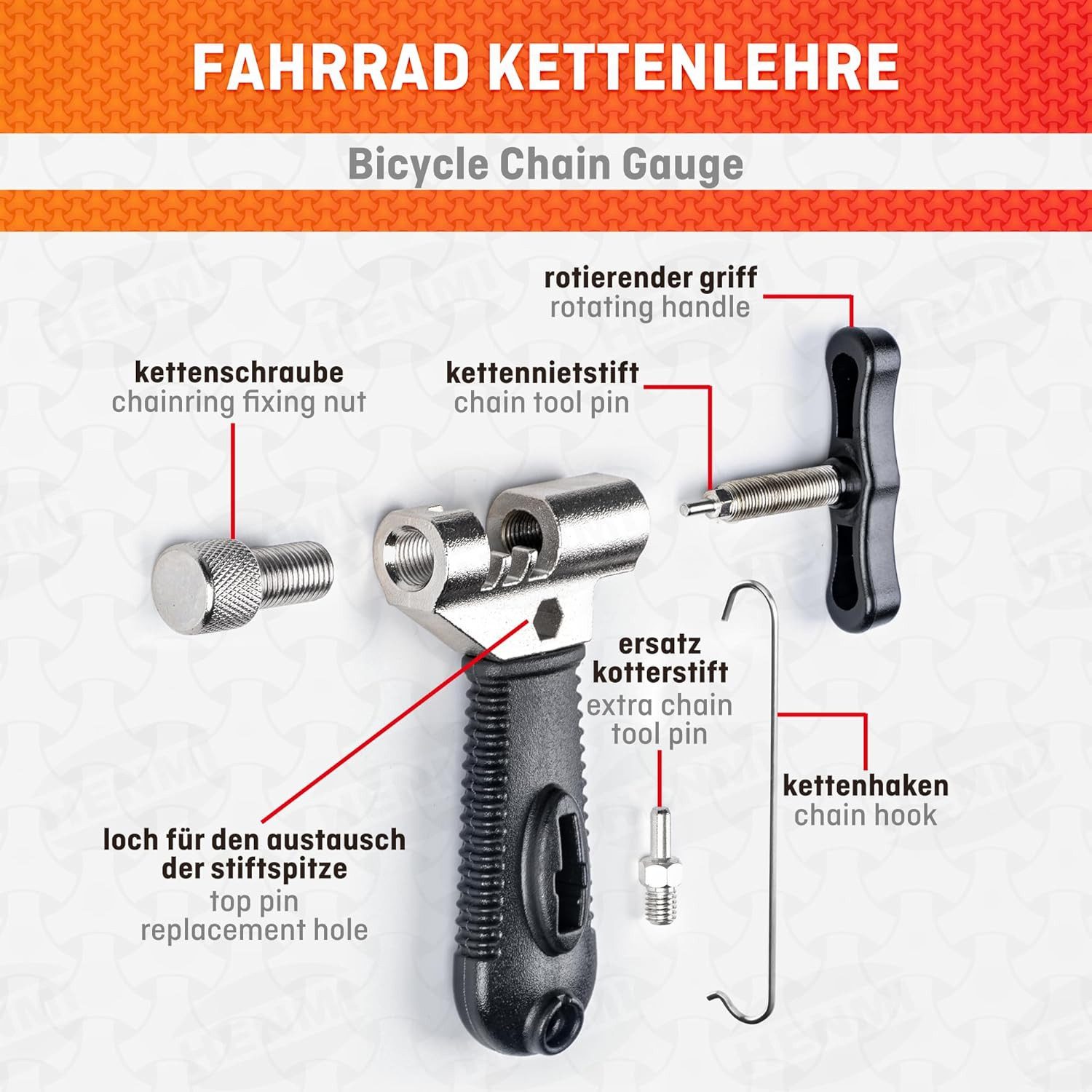 TUWENA Fahrradkette Kettennieter Fahrrad, Kettenzange, Kettenschloss Zange 4 Paar Nieten Für 6-12 Fach Reparatur Set