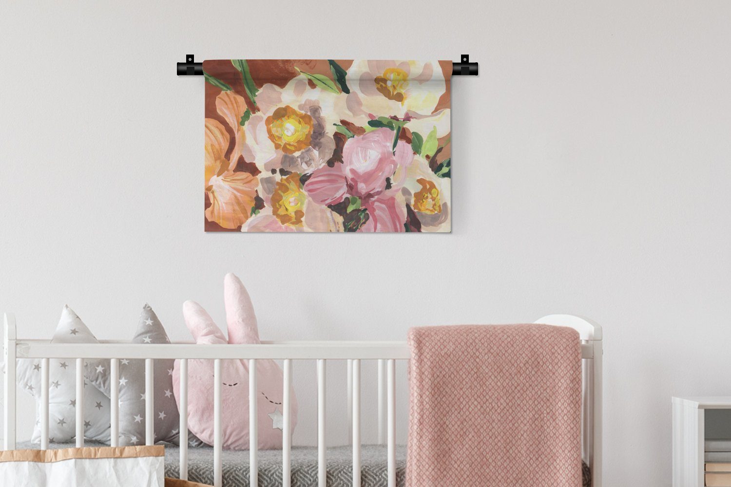 Wandbehang, für Kinderzimmer Wohnzimmer, Kunst, Wanddeko MuchoWow Schlafzimmer, Orchidee Wanddekoobjekt Kleid, Blumen - Pflanzen - -